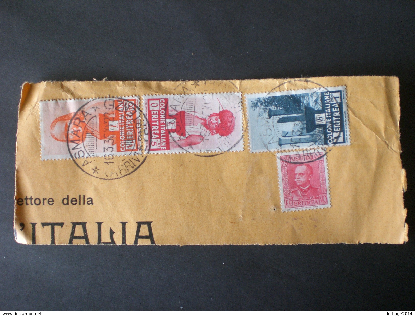 REGNO ITALIA COLONIE ITALIA ERITREA 1933 SOGGETTI AFRICANI OBLITERATO ASMARA SU FRAMMENTO FRAGMANT - Libië