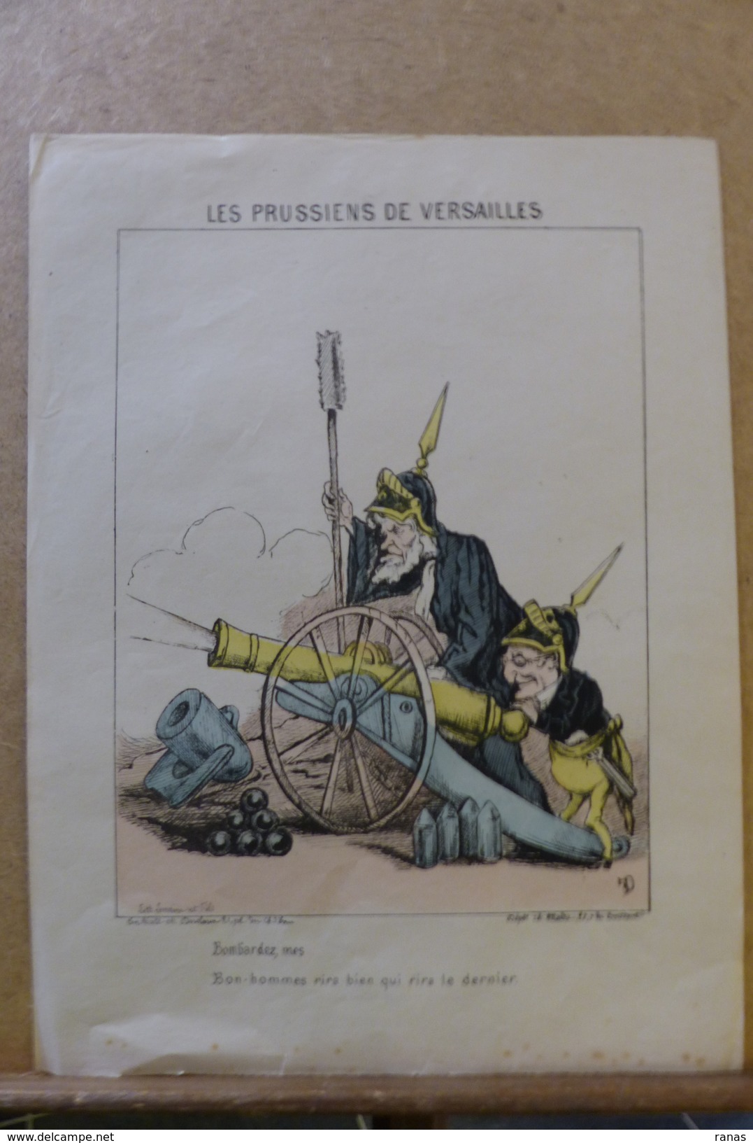 Estampe Gravure Satirique Caricature D'époque 1870  La Commune De Paris Auguste THIERS FAVRE 32,5 X 24,5 - Prints & Engravings
