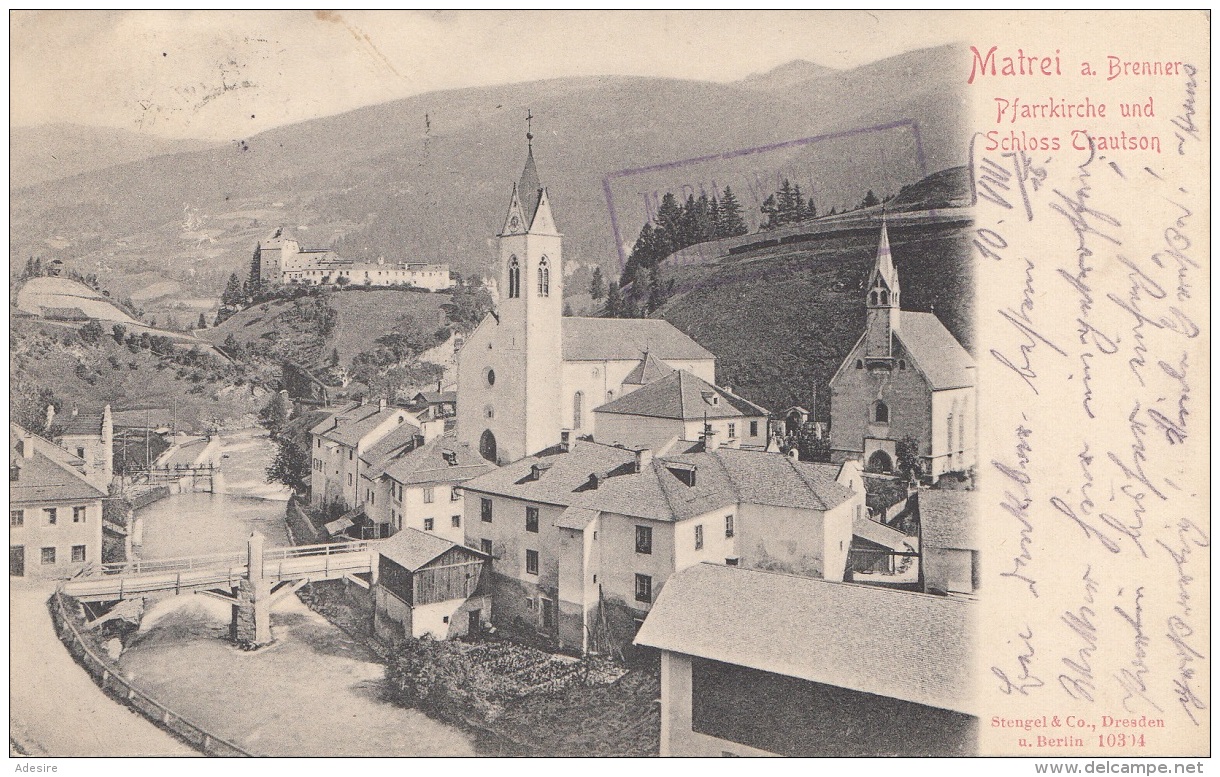 MATREI AM BRENNER - Pfarrkirche Und Schloss Trautson, Gel.191?, K.u.K. Militärzensur-Stempel - Matrei Am Brenner