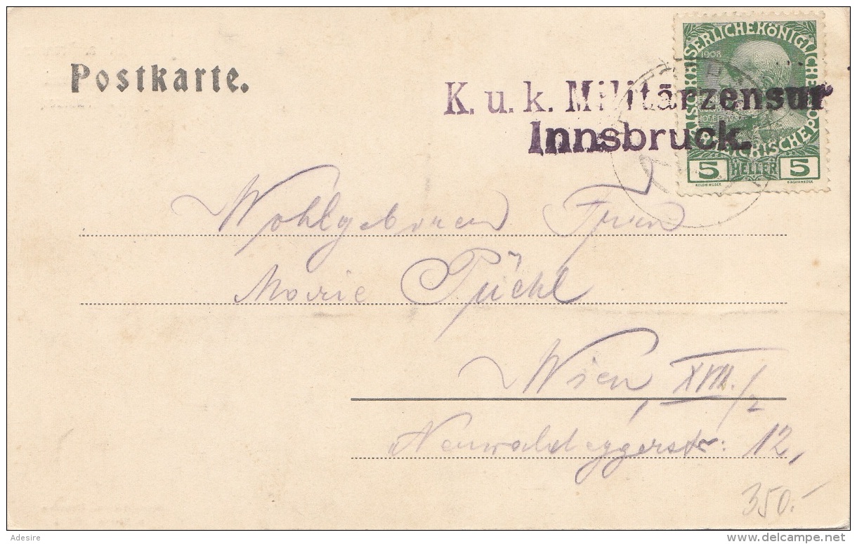 MATREI AM BRENNER - Pfarrkirche Und Schloss Trautson, Gel.191?, K.u.K. Militärzensur-Stempel - Matrei Am Brenner