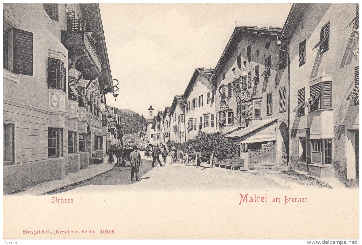 MATREI Am Brenner (Tirol) - Belebte Strassenansicht, Sehr Schöne Seltene Karte Vor 1900 - Matrei Am Brenner