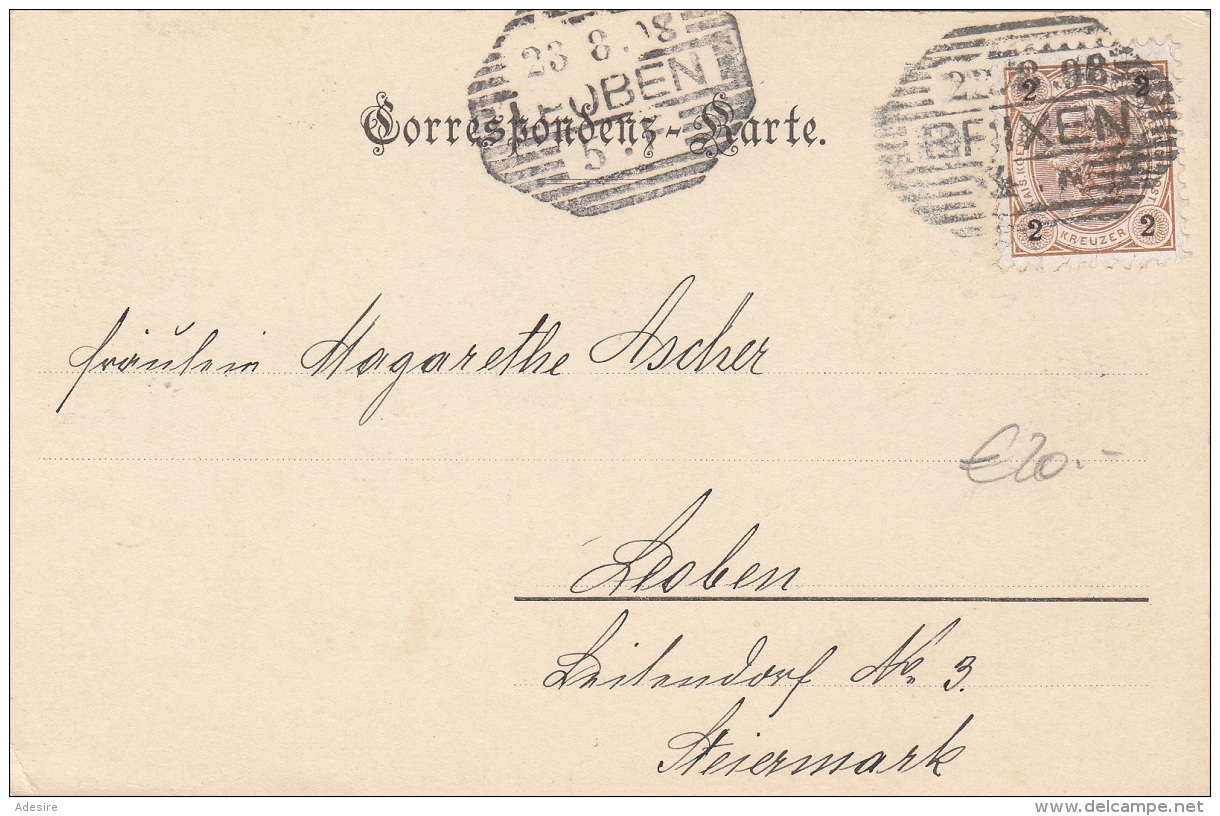 GRUSS AUS BRIXEN - Sehr Schöne Ak Gel.1898, 2 Kreuzer Frankierung Stempel Brixen + Leoben, Sehr Gute Erhaltung - Brixen Im Thale