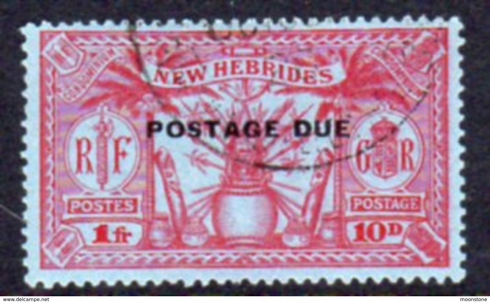 New Hebrides 1925 Dual Currency 10d/1f. Postage Due, Used, SG D5 - Used Stamps