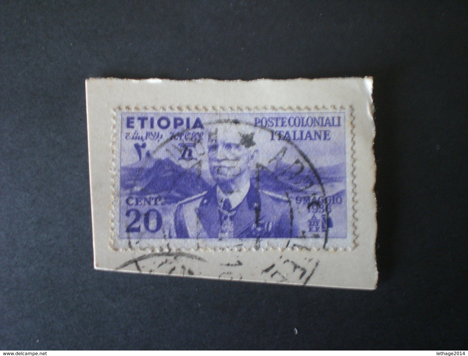 REGNO ITALIA COLONIE ETIOPIA 1936 EFFIGIE VITTORIO EMANUELE III  POSTA AEREA SU FRAMMENTO - Eastern Africa