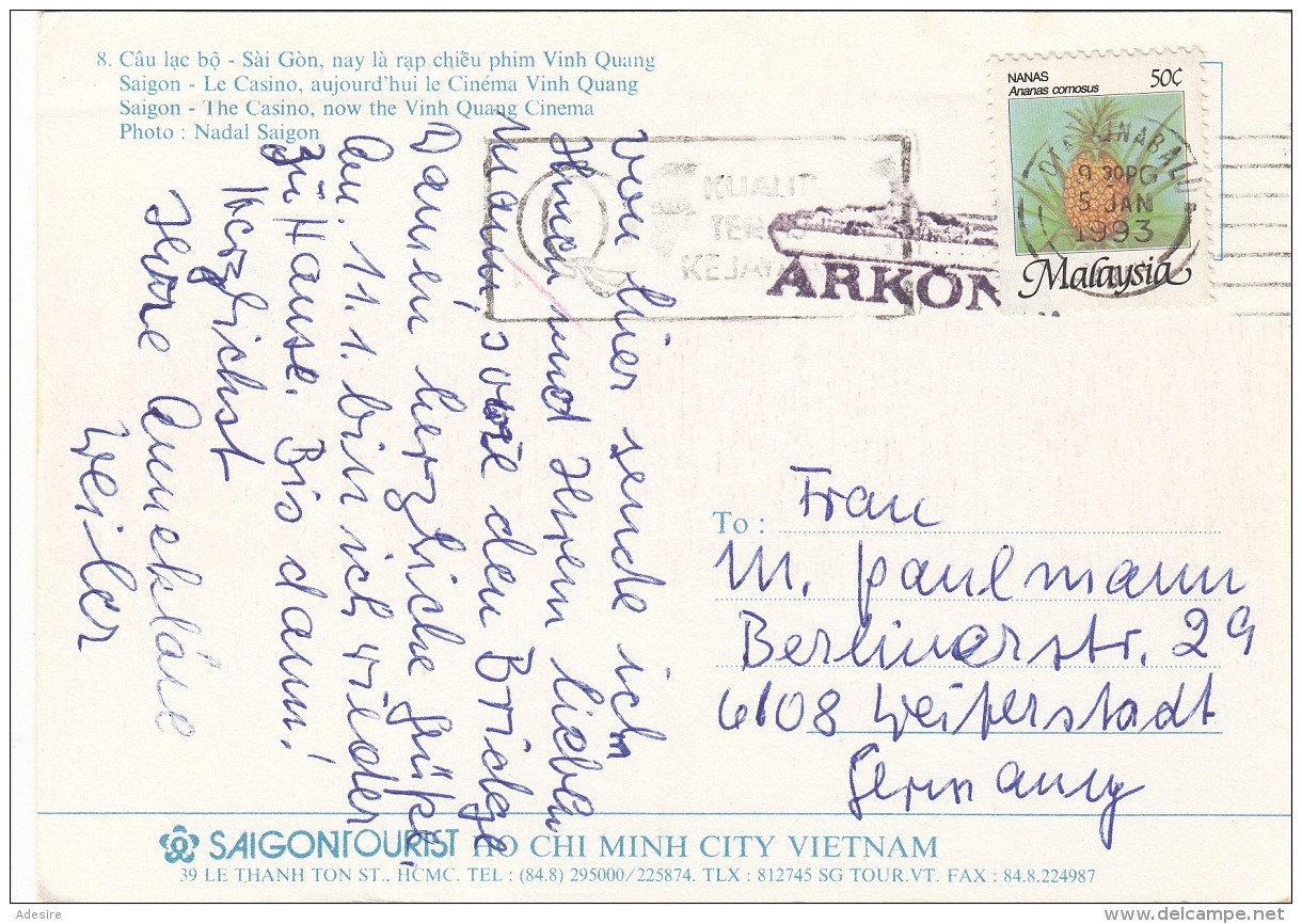 SAIGON (Vietnam) - The Casino - Fotokarte Gel.1993 - Vietnam