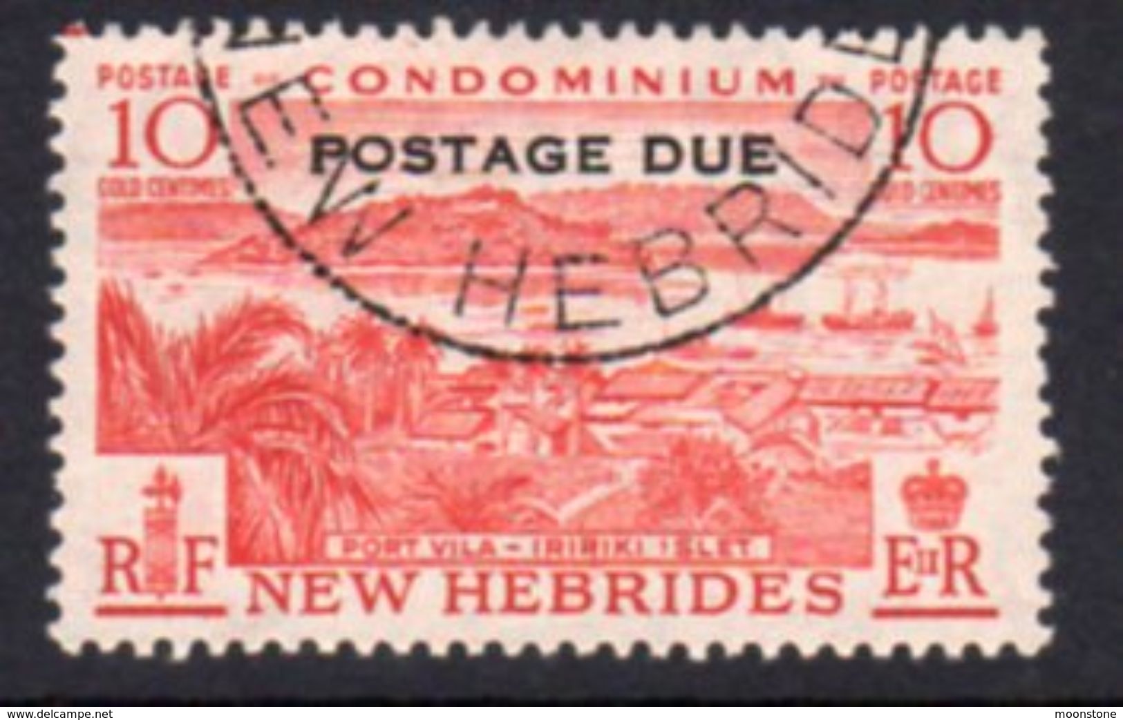 New Hebrides 1957 10c Scarlet Postage Due, Used, SG D17 - Used Stamps