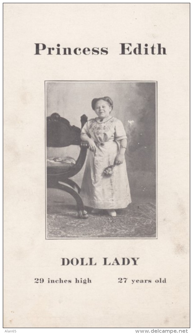 Princess Edith The Doll Lady Midget Little People, C1900s/10s Vintage Postcard - Other & Unclassified