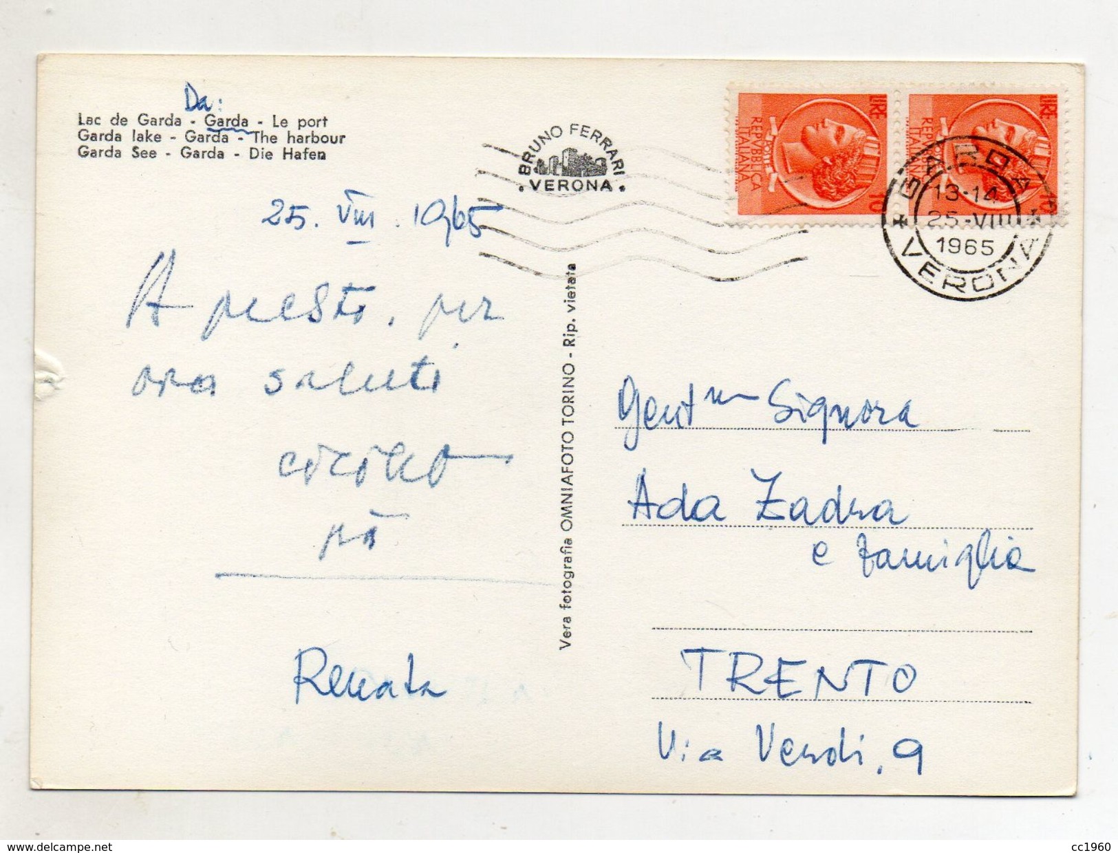 Garda (Verona) - Il Porto - Viaggiata Nel 1965 - (FDC7161) - Verona