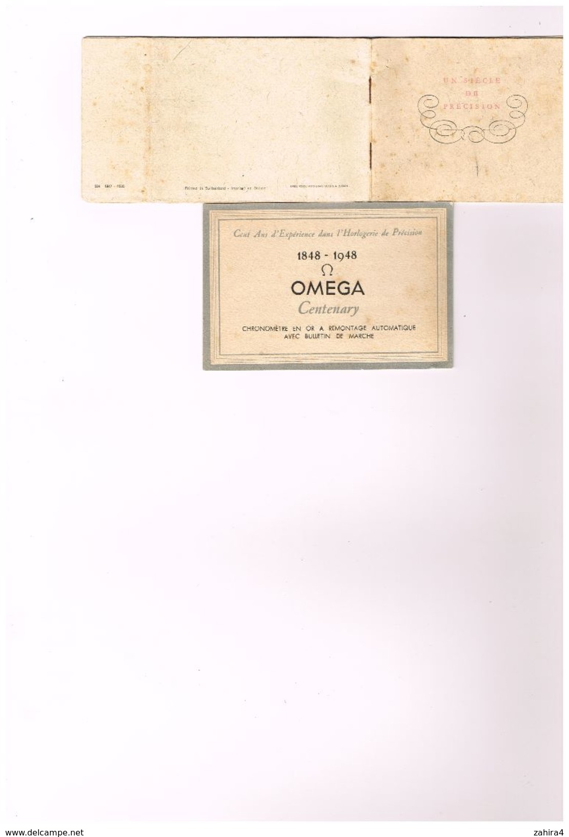 Horlogerie Montre Chronomêtre - Omega 1848 - 1948 - Chrono En Or - Certificat De Marche N° 733 - Suisse - Kew-Teddington - Reclame