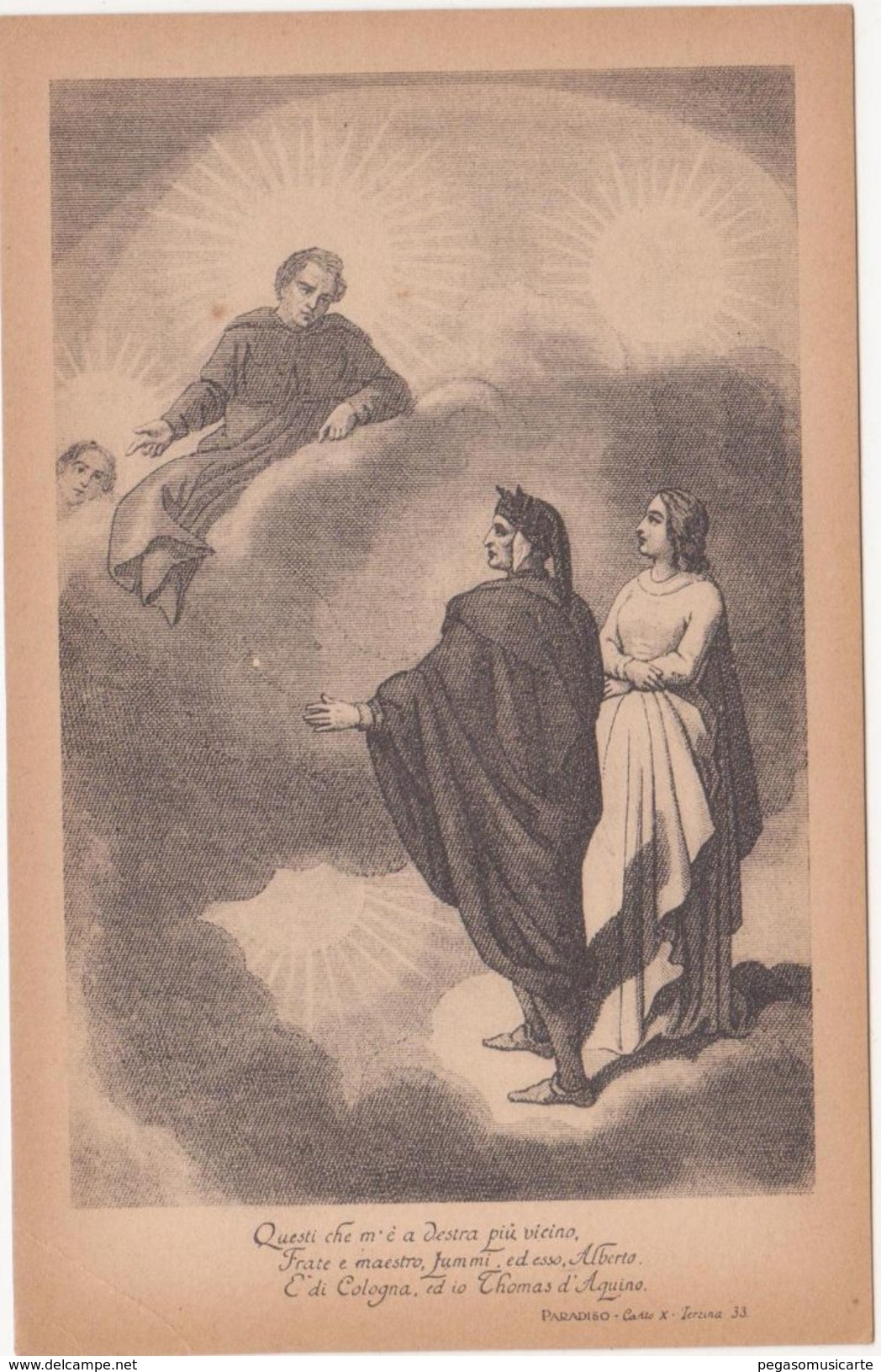 416 - DANTE ALIGHIERI DIVINA COMMEDIA PARADISO CANTO X TERZINA 33 ED BOTTONI ROMA 1900 CIRCA - Oggetti D'arte