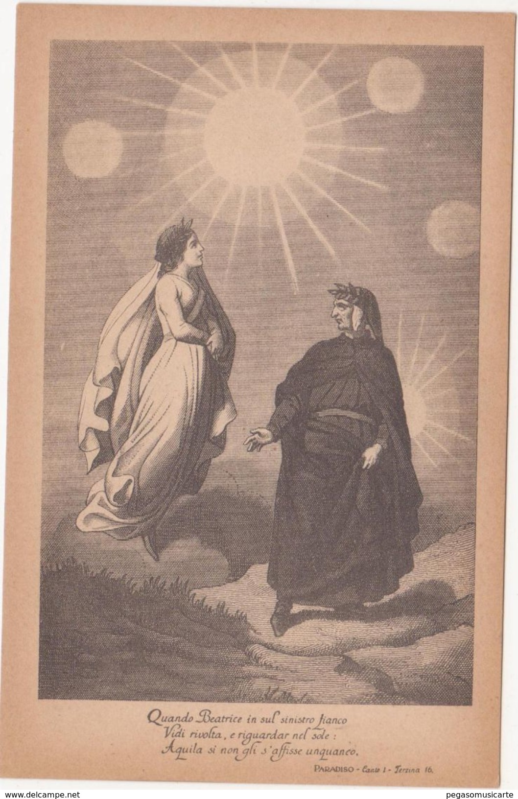 424 - DANTE ALIGHIERI DIVINA COMMEDIA PARADISO CANTO I TERZINA 16 ED BOTTONI ROMA 1900 CIRCA - Oggetti D'arte