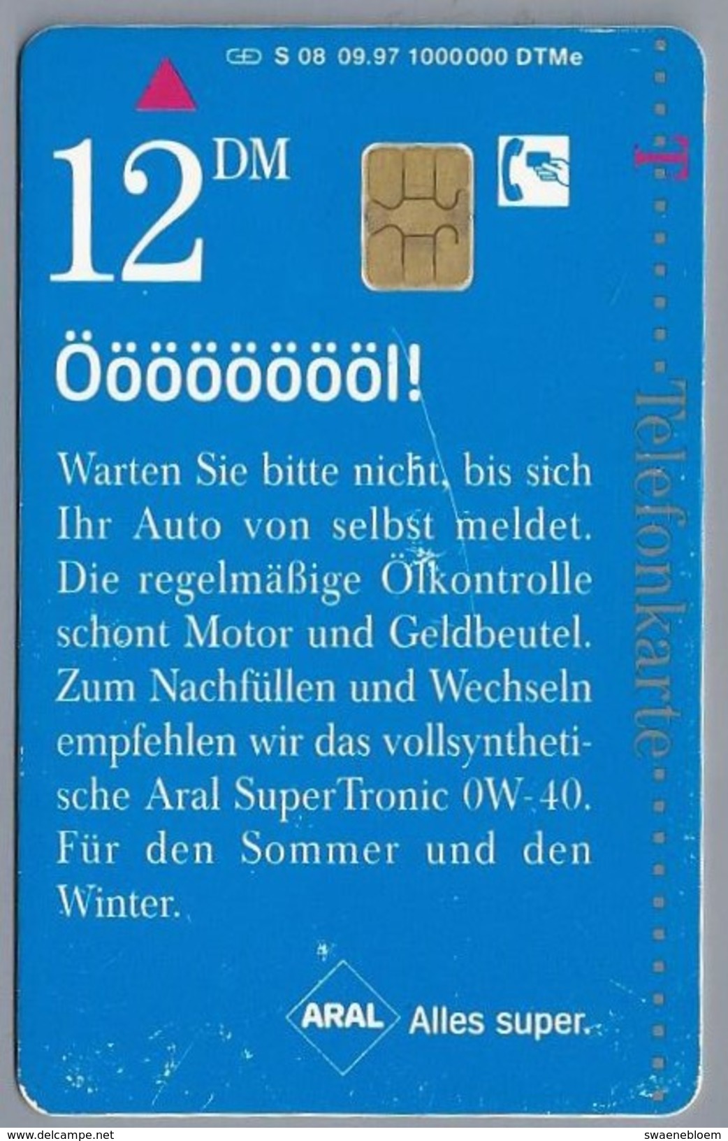 DE.- Telefoonkaart. Telecom TELEFONKARTE. 12 DM. - Ööööööööl! - Auto. - P & PD-Reeksen : Loket Van D. Telekom