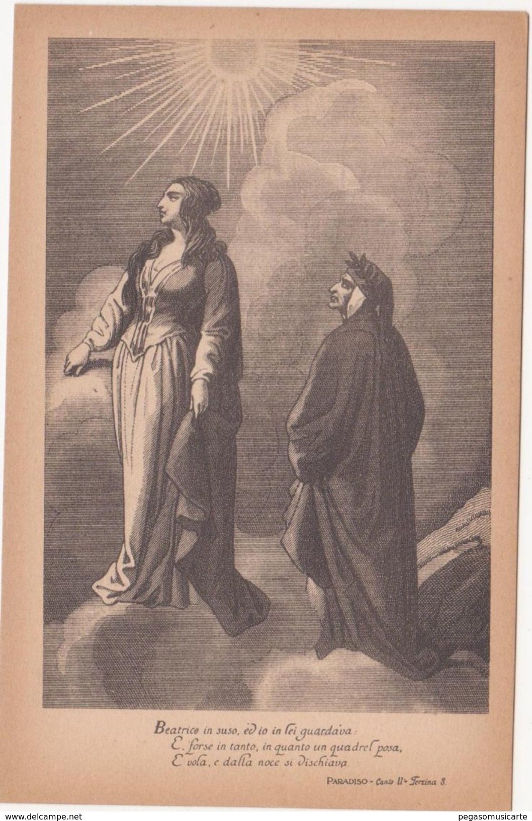 429 - DANTE ALIGHIERI DIVINA COMMEDIA PARADISO CANTO II TERZINA 8 ED BOTTONI ROMA 1900 CIRCA - Oggetti D'arte