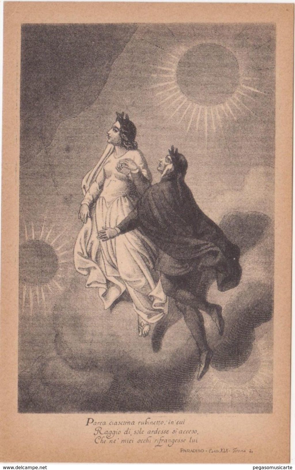 434 - DANTE ALIGHIERI DIVINA COMMEDIA PARADISO CANTO XIX TERZINA 2 ED BOTTONI ROMA 1900 CIRCA - Oggetti D'arte