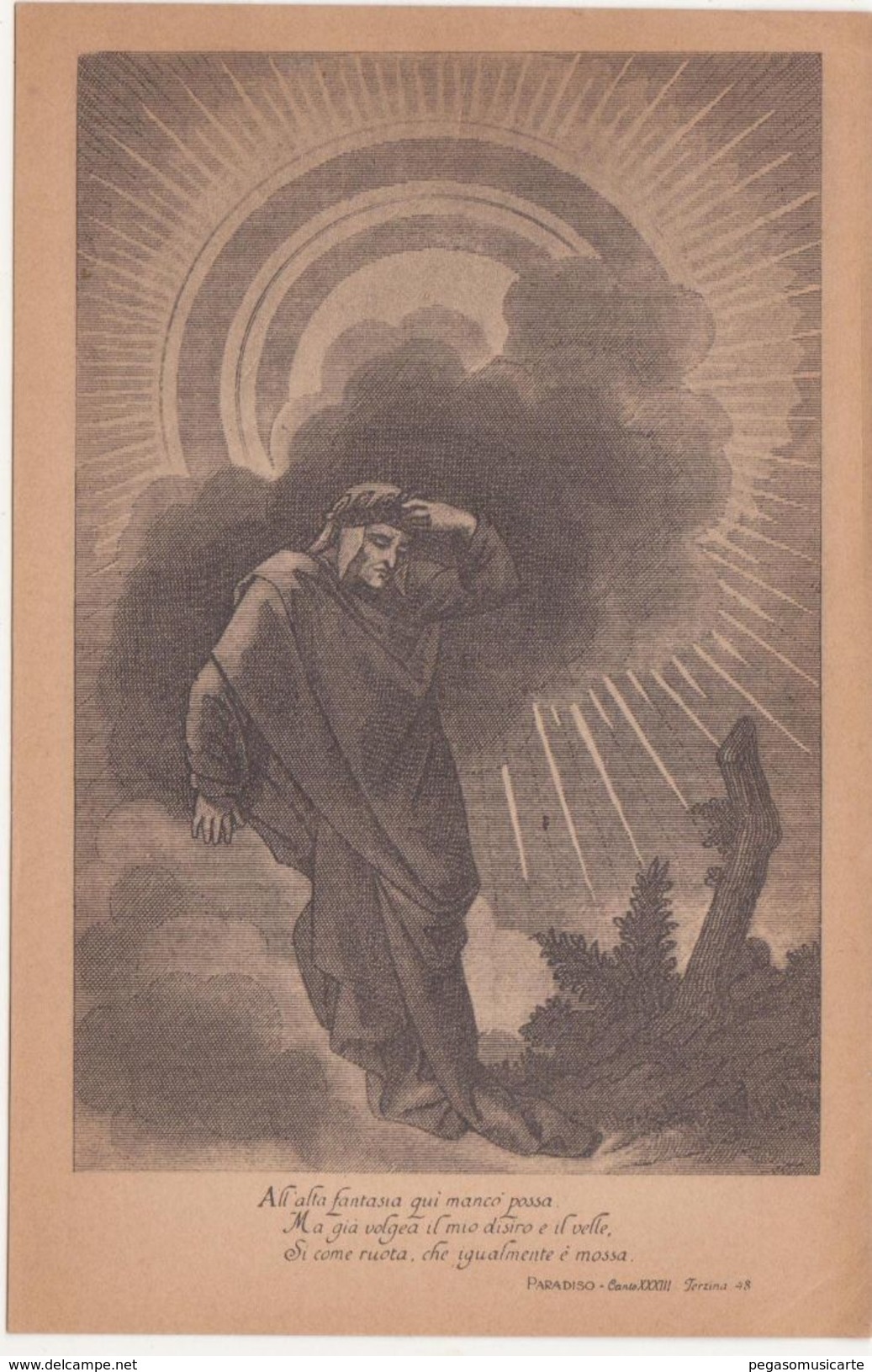 436 - DANTE ALIGHIERI DIVINA COMMEDIA PARADISO CANTO XXXIII TERZINA 48 ED BOTTONI ROMA 1900 CIRCA - Oggetti D'arte