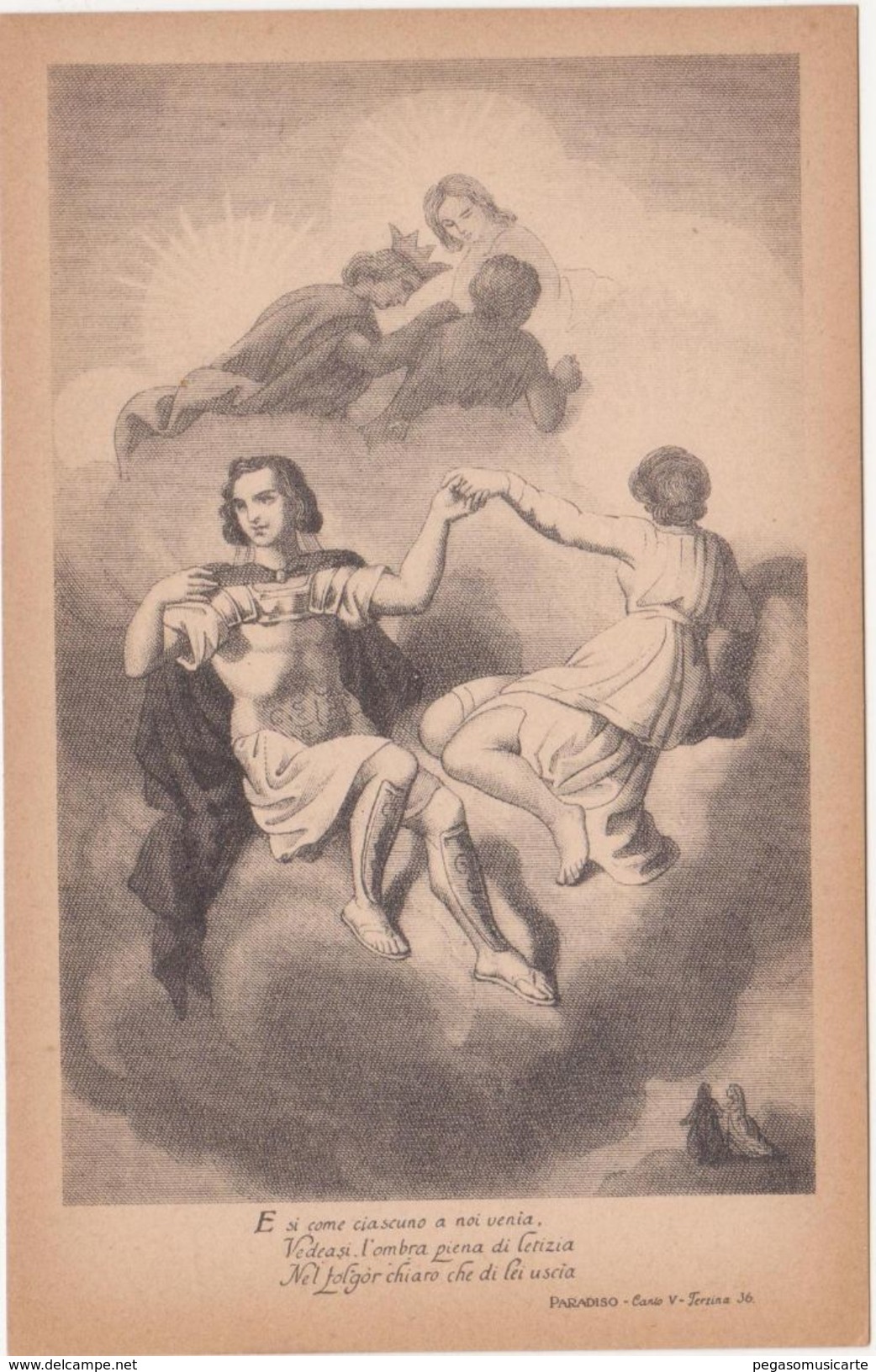 438 - DANTE ALIGHIERI DIVINA COMMEDIA PARADISO CANTO V TERZINA 36 ED BOTTONI ROMA 1900 CIRCA - Oggetti D'arte