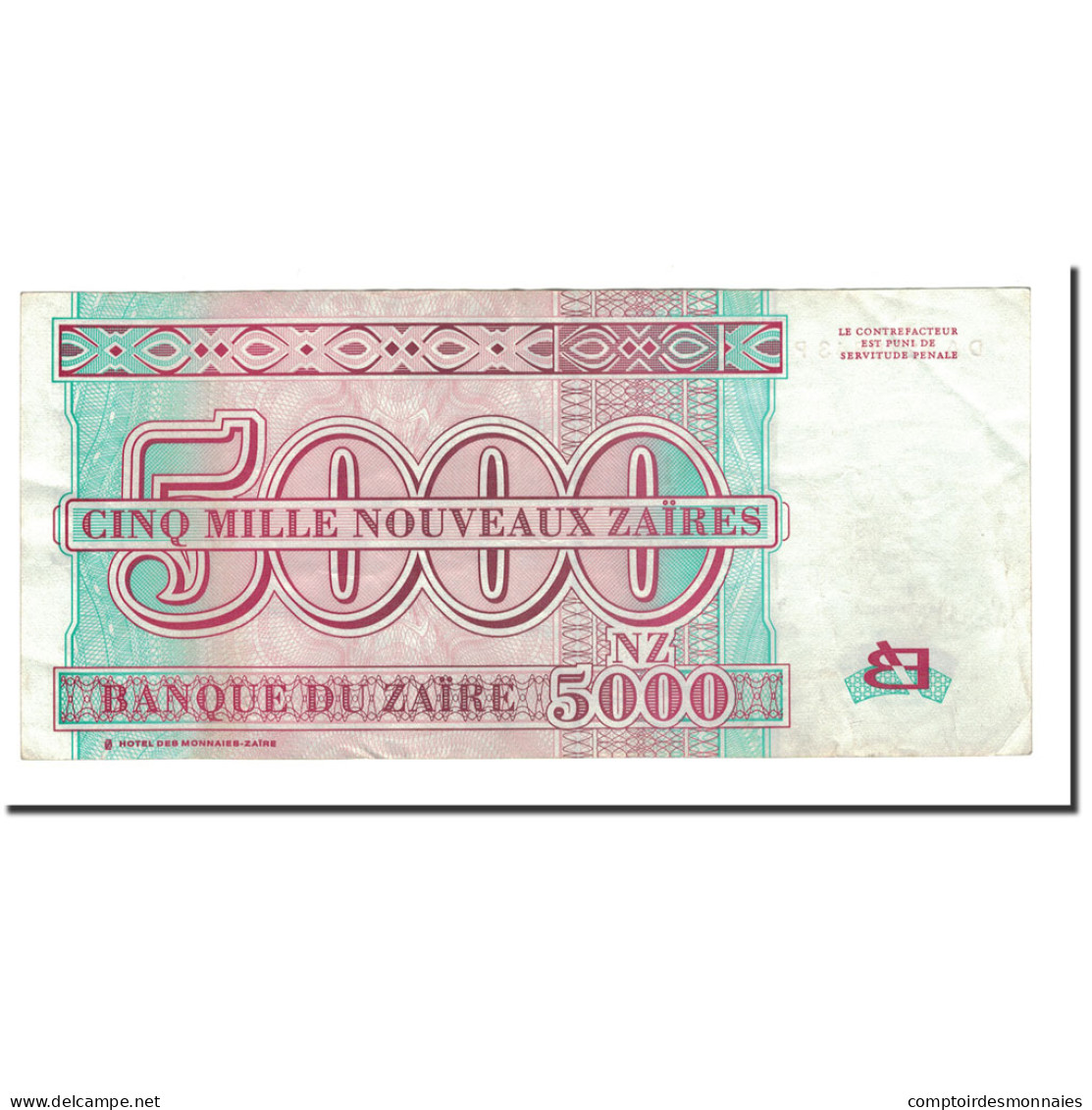 Billet, Zaïre, 5000 Nouveaux Zaïres, 1995, 1995-01-30, KM:69, TTB - Zaire