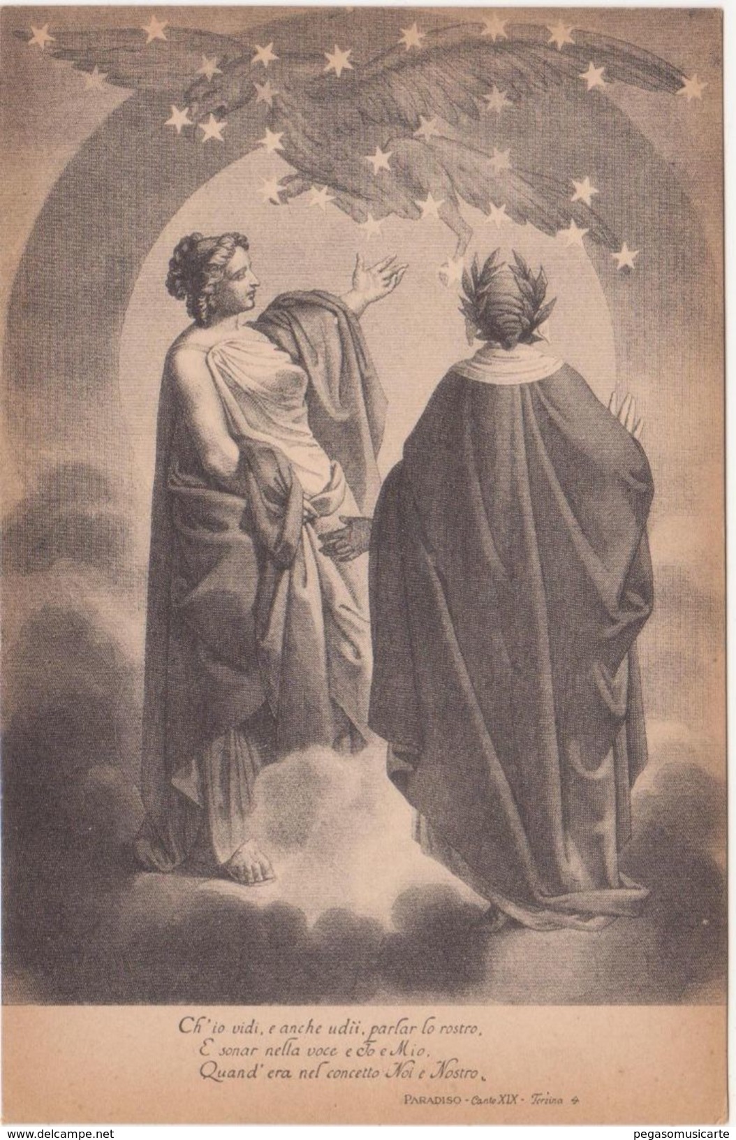 439 - DANTE ALIGHIERI DIVINA COMMEDIA PARADISO CANTO XIX TERZINA 4 ED BOTTONI ROMA 1900 CIRCA - Oggetti D'arte