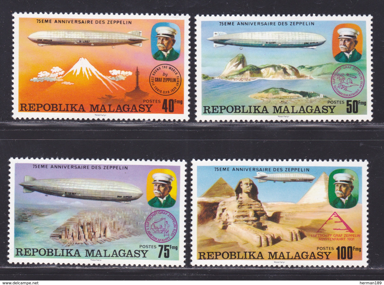 MADAGASCAR N°  580 à 583 ** MNH Neufs Sans Charnière, TB  (D3656) 75ème Anniversaire Des Zeppelins - Madagascar (1960-...)