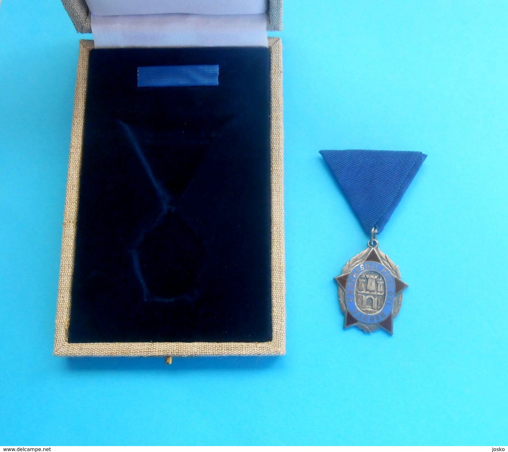 YUGOSLAVIA POLICE - SOLID SILVER ORDER in original box * policia polizei polizia Jugoslawien Yougoslavie Jugoslavia