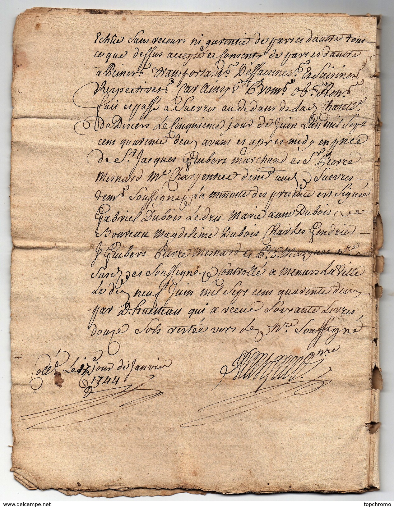 Succession Dubois à Suèvres En 4 Lots (4 Enfants) 1744 Cachet Généralité Orléans Un Sol. 4 Den. 12 Pages - Cachets Généralité