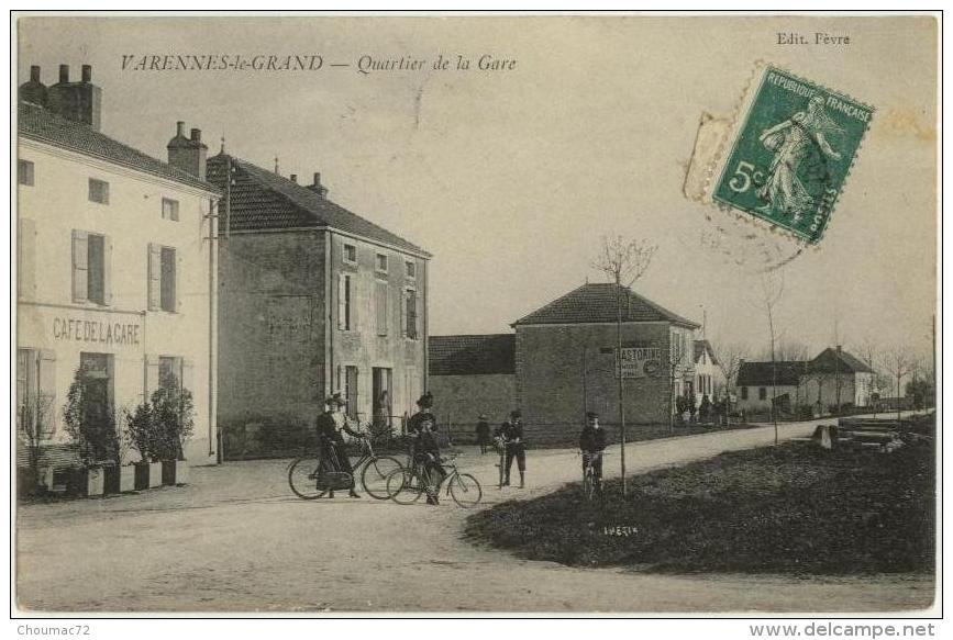 (71) 114, Varennes Le Grand, Fèvre, Quartier De La Gare (Café De La Gare), Voyagée En 1912, Bon état, Petite Tache Jaune - Autres & Non Classés