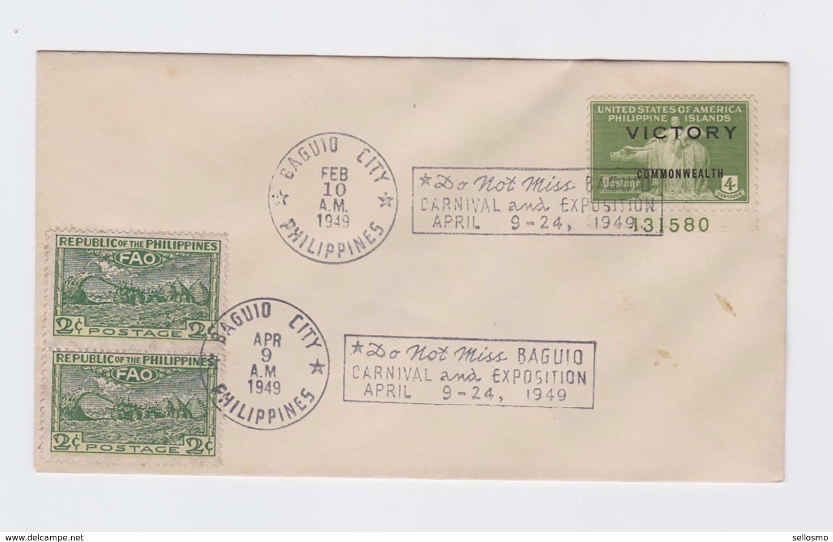 Philippines 1949 Three Stamps On Commemorative Exp.cover        A213 - Philippinen