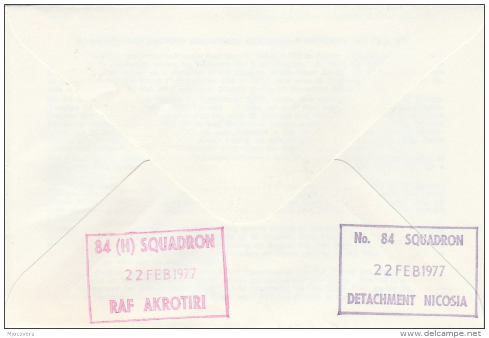 1977  RAF CYPRUS WWI Anniv UNFICYP Helicopter SIGNED Special  FLIGHT COVER British Forces  Gb Aviation Un United Nations - Helicopters