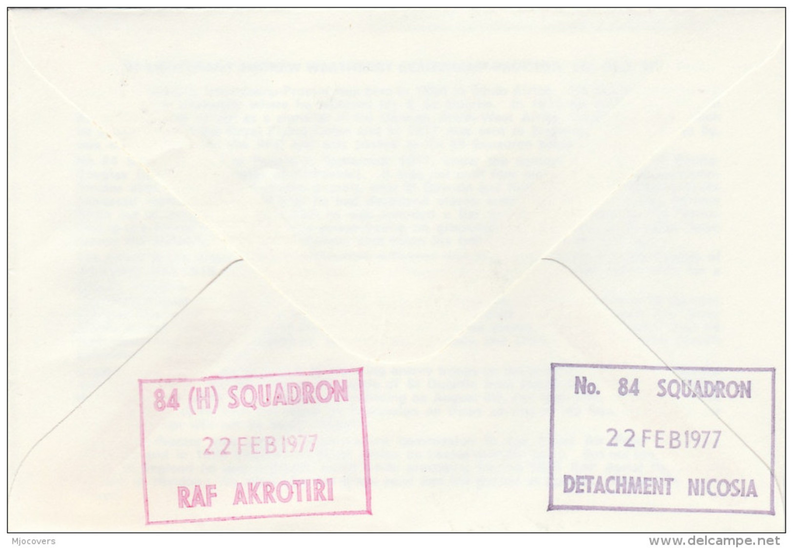 1977  RAF CYPRUS WWI Anniv UNFICYP Helicopter SIGNED Special  FLIGHT COVER British Forces  Gb Aviation Un United Nations - Covers & Documents