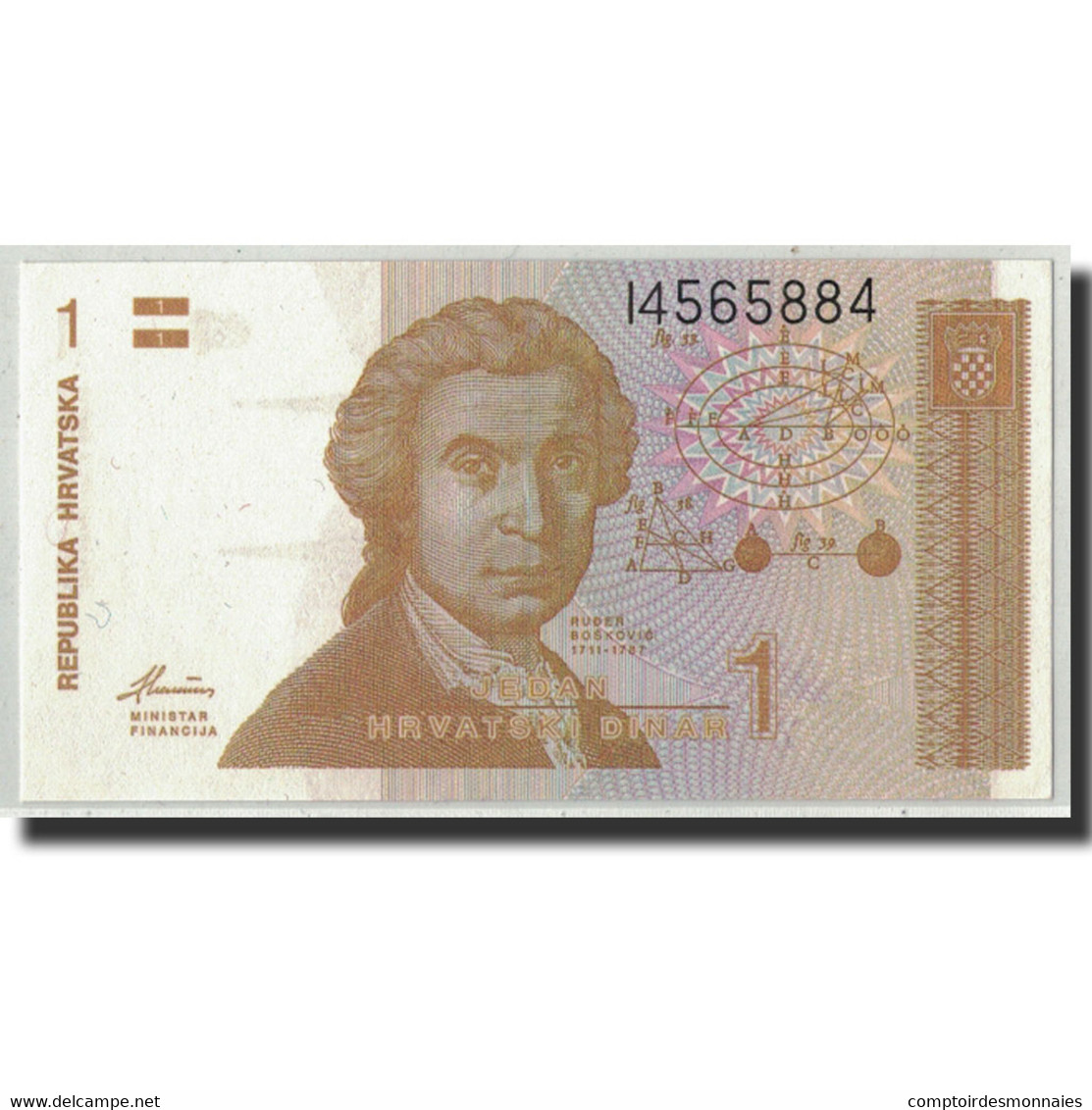 Billet, Croatie, 1 Dinar, 1991, 1991-10-08, KM:16a, SPL - Kroatien