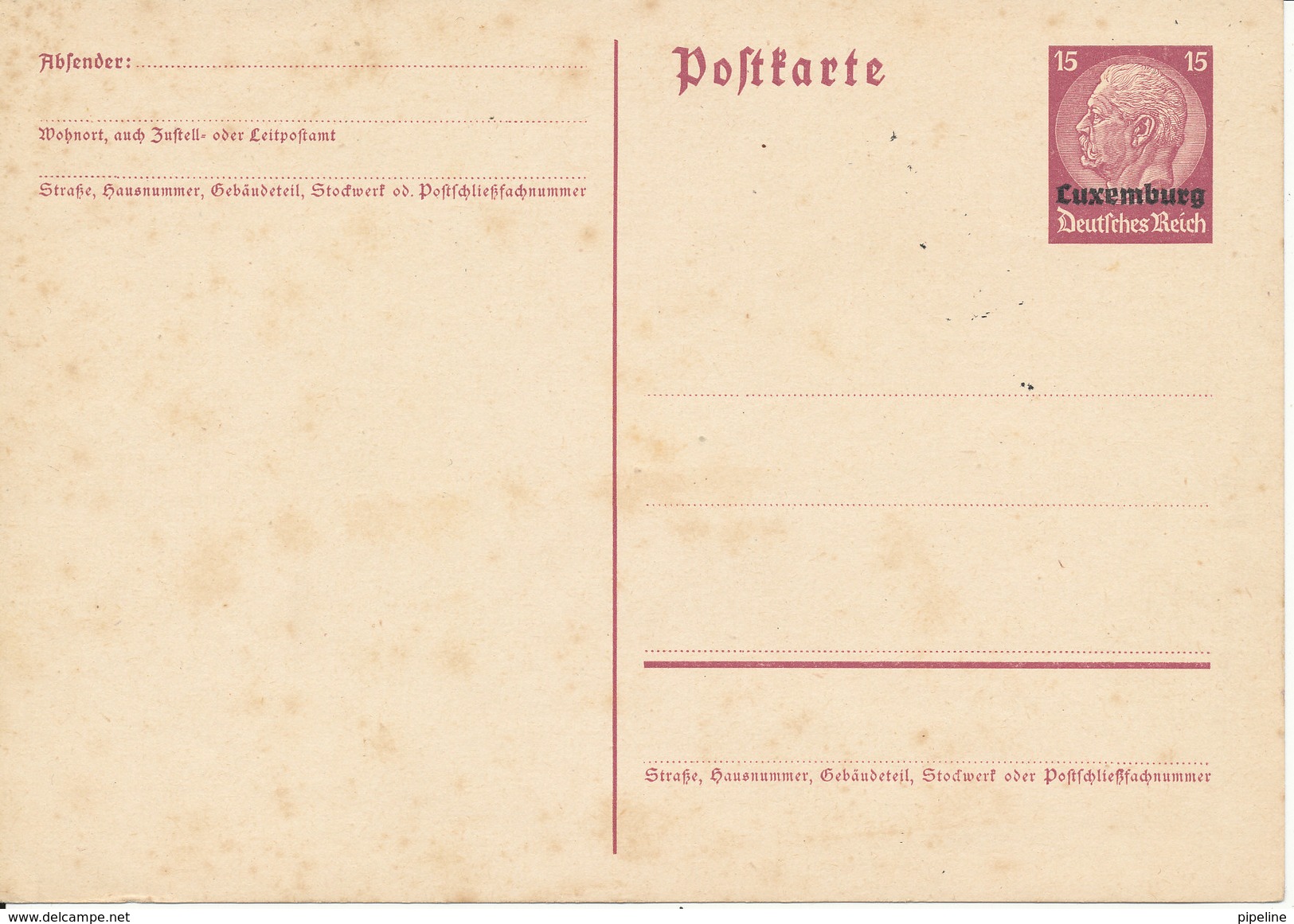 Luxembourg Postal Stationery Postcard Deutches Reich Overprinted Luxembourg In Mint Condition With Small Brown Stains - Entiers Postaux