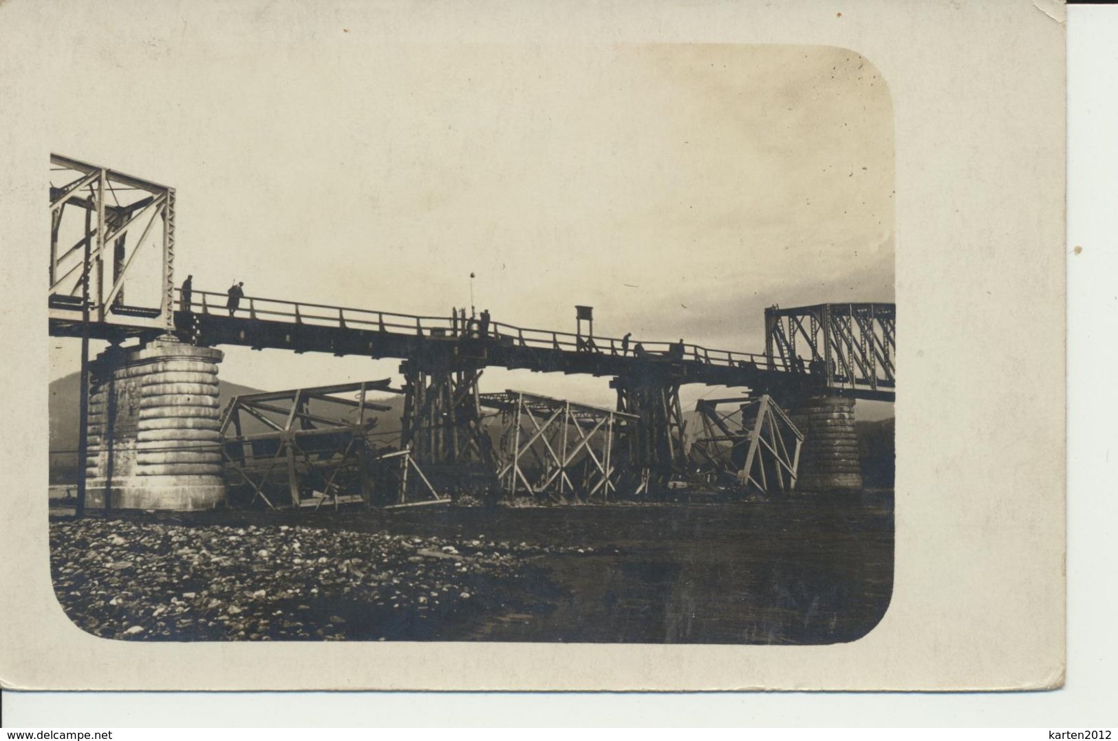 AK "reparierte Bahnbrücke" - War 1914-18