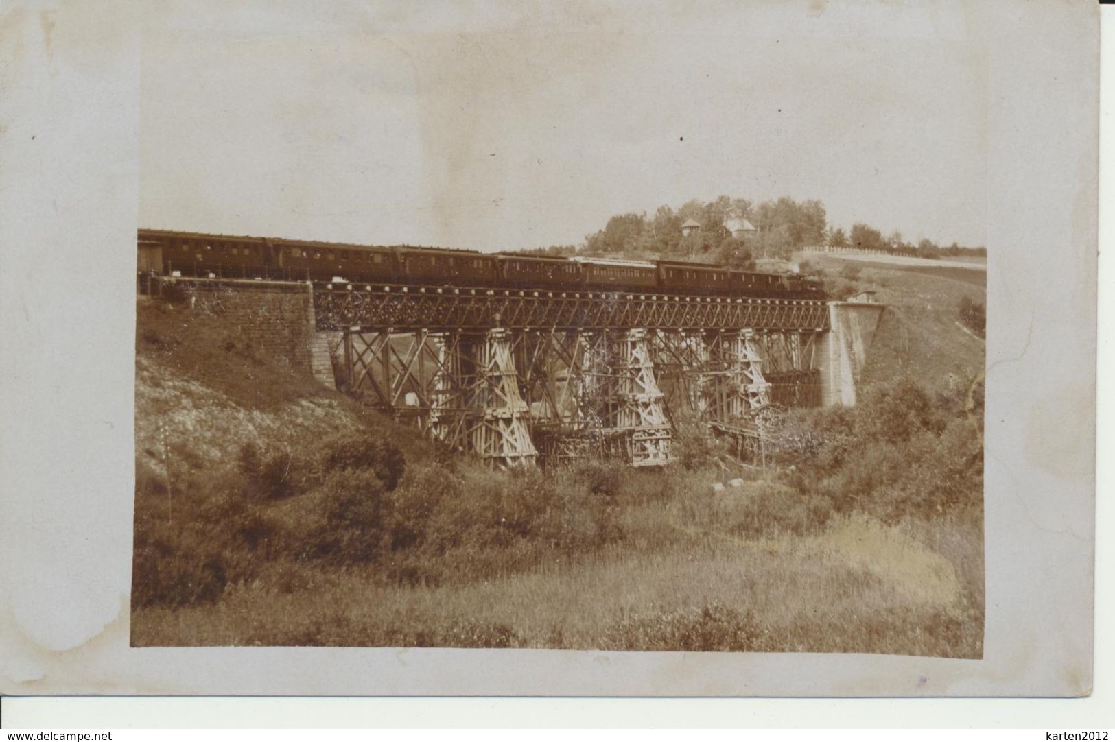 AK "wieder Hergestellte Bahnbrücke" Mit Zug - Oorlog 1914-18