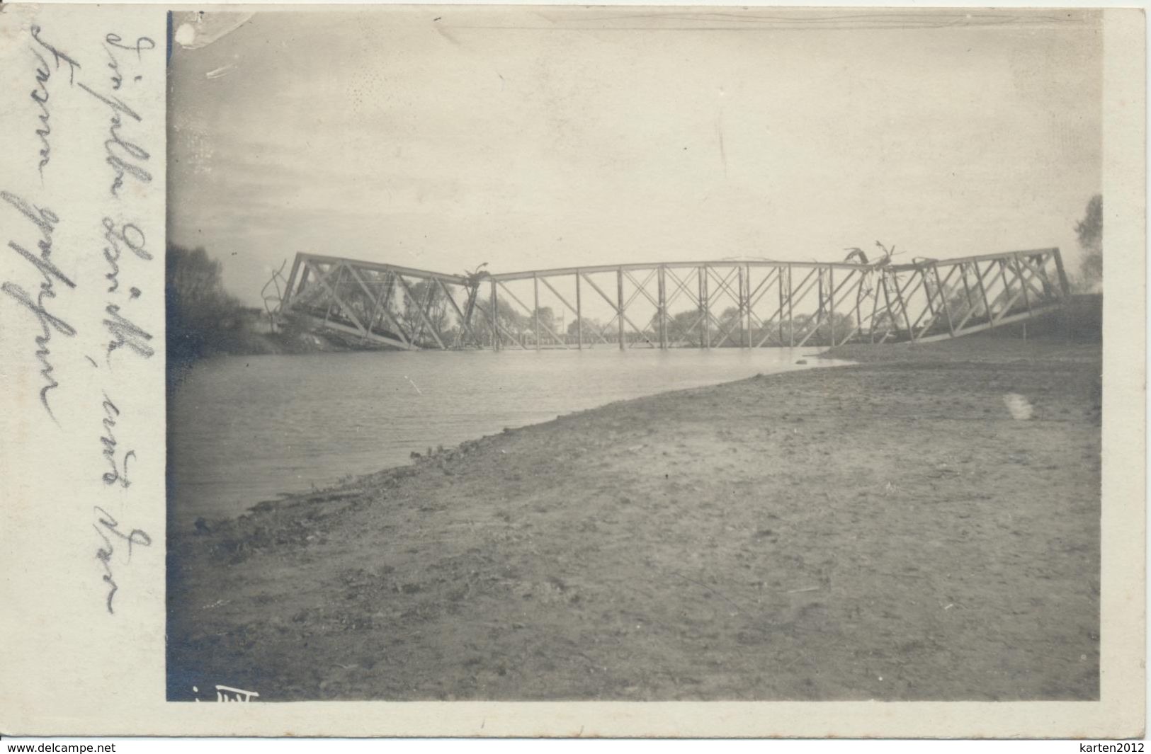 2 AK "gesprengte Brücke" - Weltkrieg 1914-18