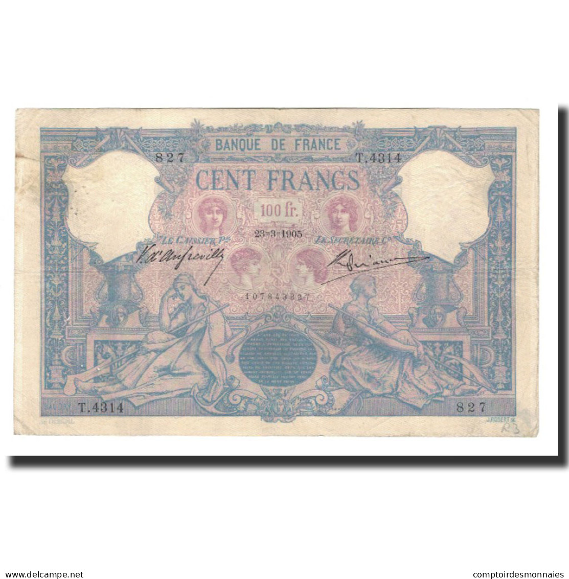 Billet, France, 100 Francs, 1905-03-23, TTB, Fayette:21.19, KM:65c - 100 F 1888-1909 ''Bleu Et Rose''