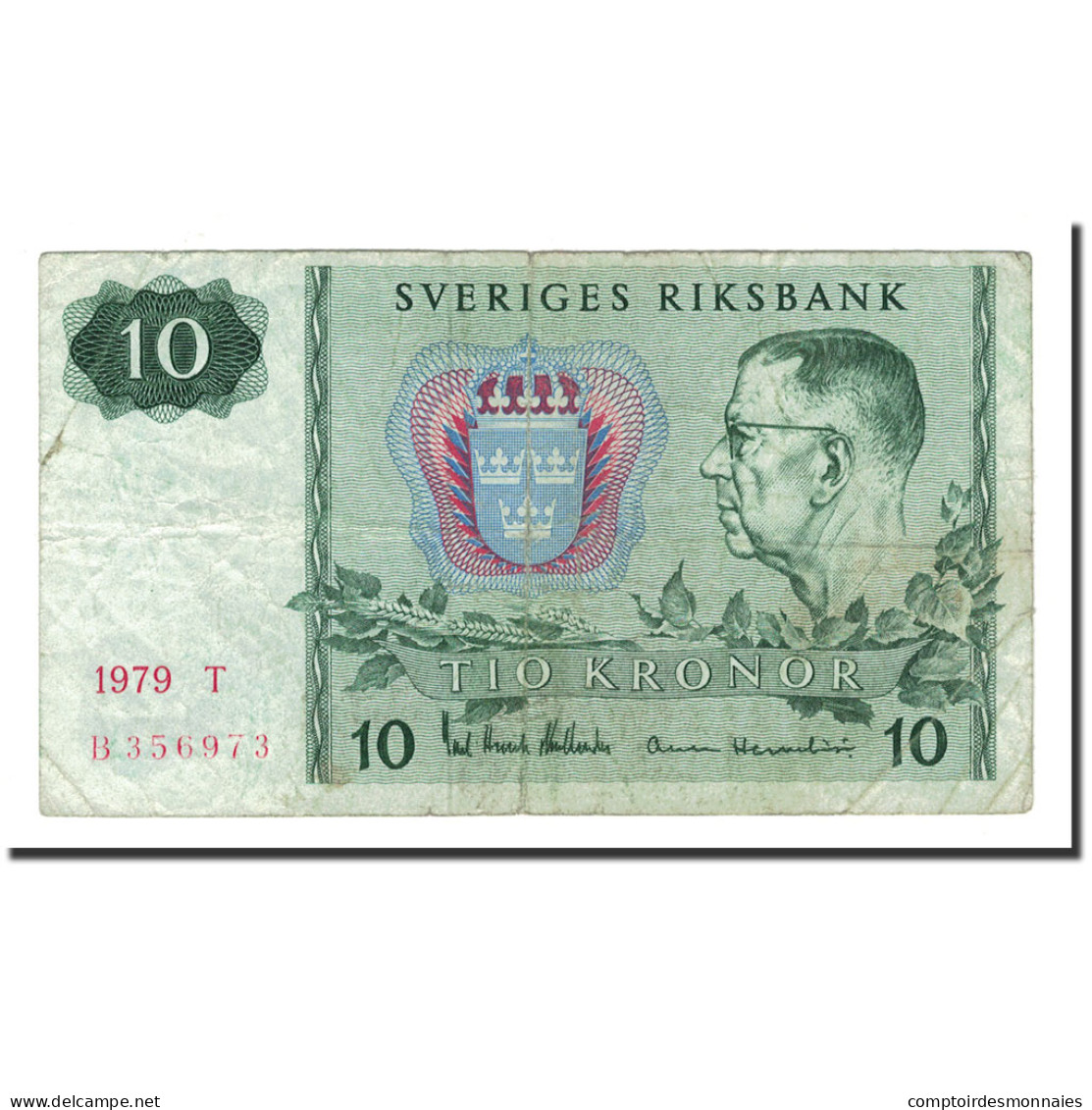 Billet, Suède, 10 Kronor, 1963-1990, 1979, KM:52d, B+ - Suède