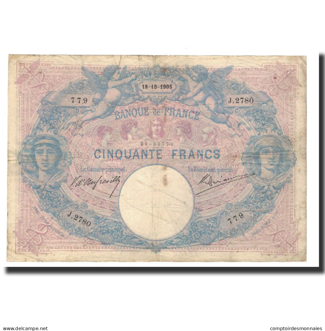 Billet, France, 50 Francs, 1905-10-18, TB, Fayette:14.17, KM:64c - 50 F 1889-1927 ''Bleu Et Rose''