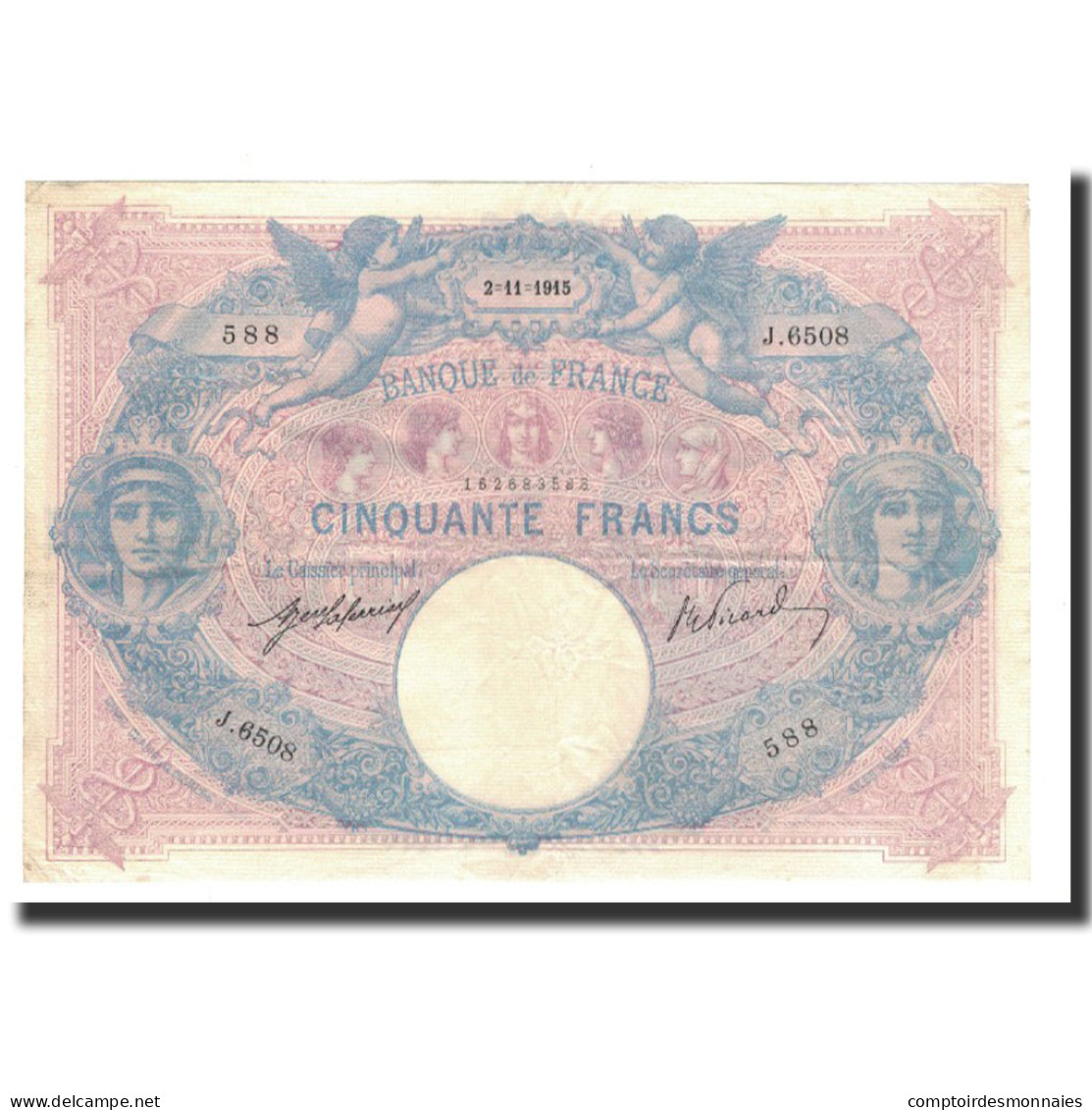 Billet, France, 50 Francs, 1915-11-02, TTB, Fayette:14.28, KM:64e - 50 F 1889-1927 ''Bleu Et Rose''