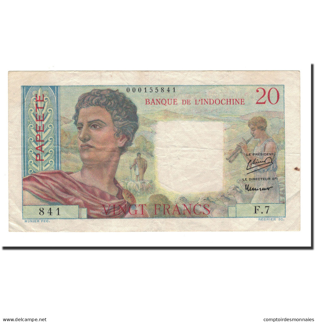 Billet, Tahiti, 20 Francs, 1951-1963, Undated, KM:21a, TTB+ - Indochina