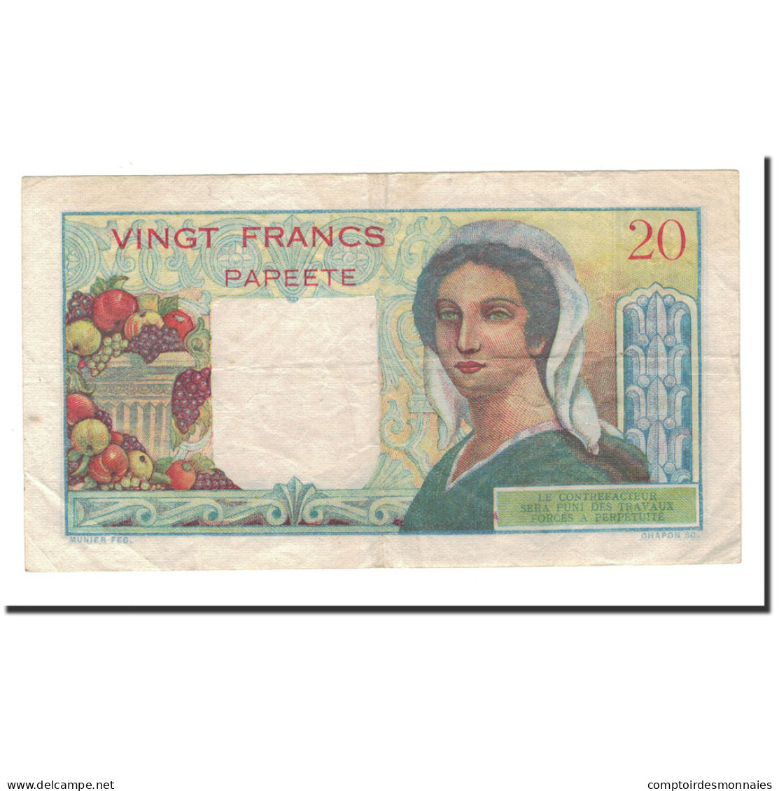 Billet, Tahiti, 20 Francs, 1951-1963, Undated, KM:21a, TTB+ - Indochine