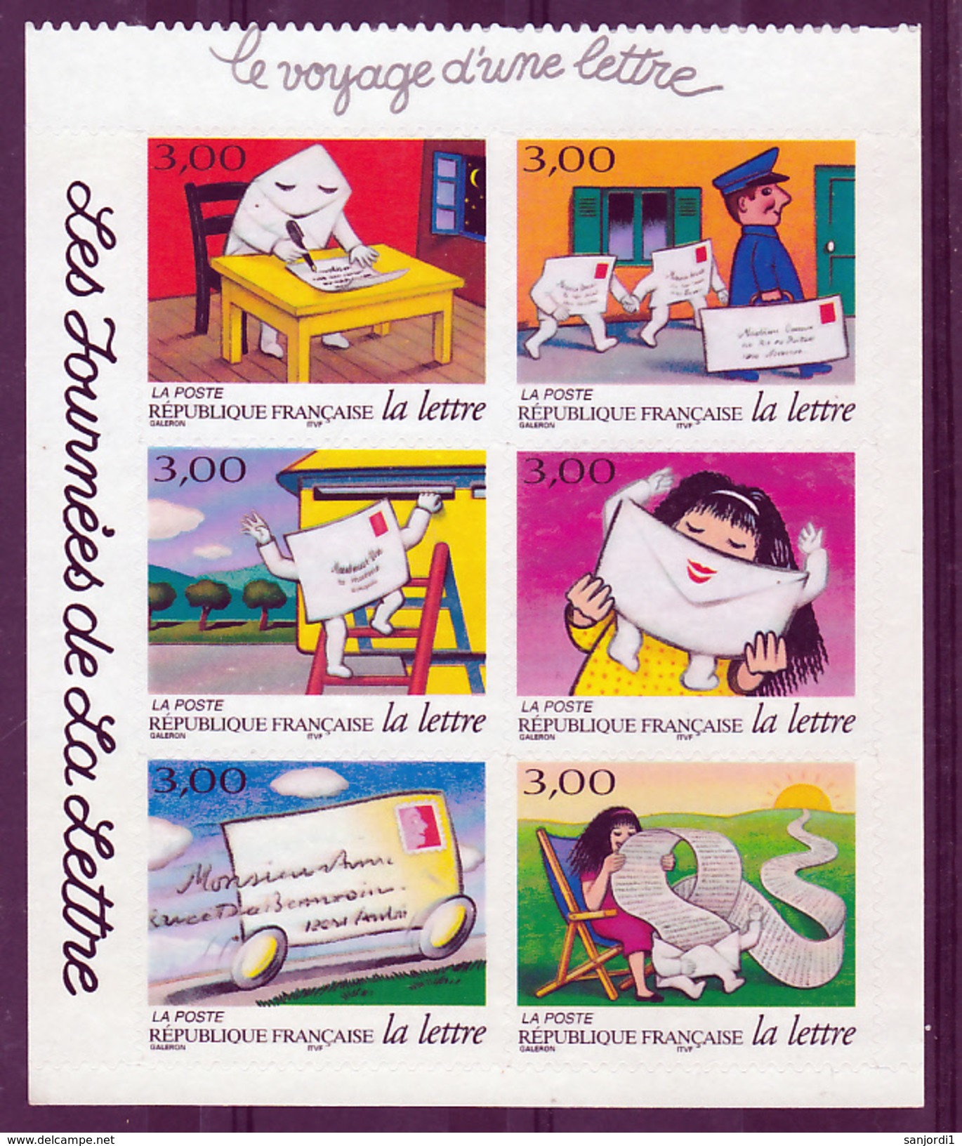 France    9 14 La Journée De La Lettre Avec Vignette Neuf ** TB MNH Sin Charnela Faciale 2.76 Euros - Unused Stamps