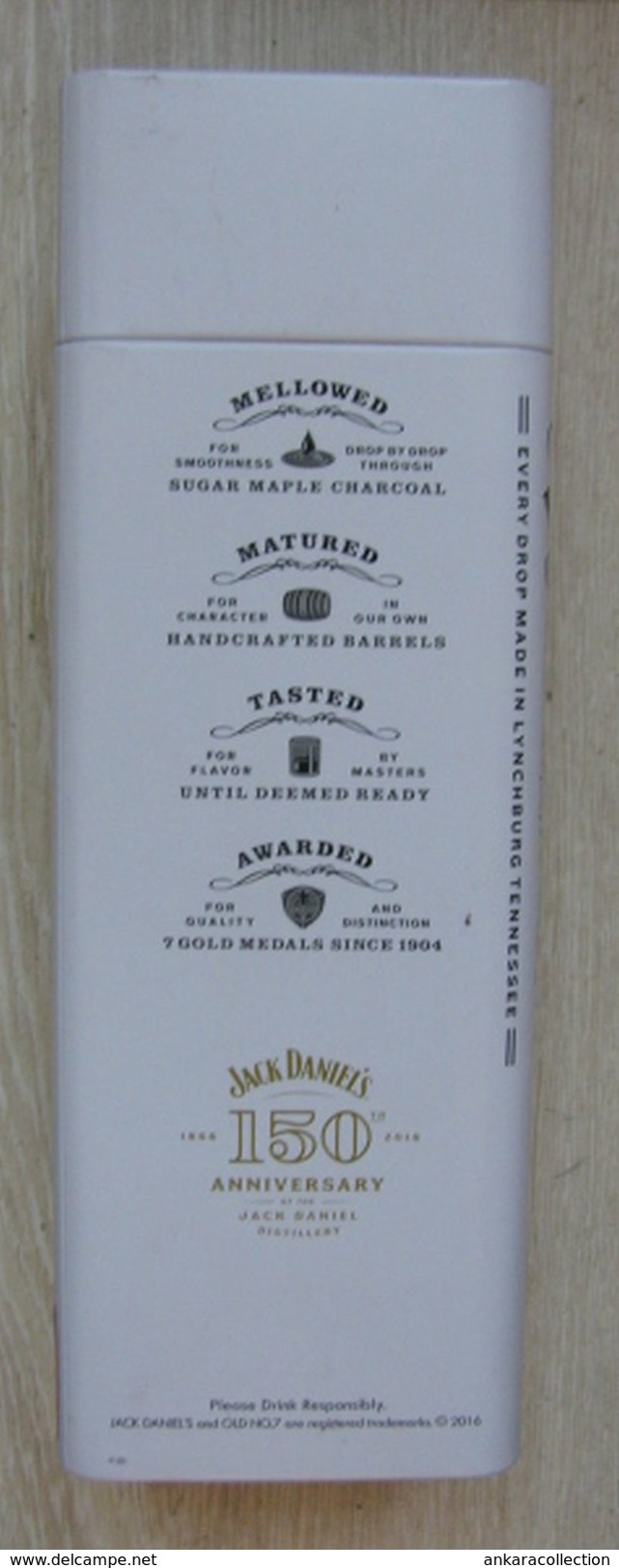 AC - JACK DANIEL'S OLD NO#7 TENNESSEE WHISKEY 150th ANNIVERSARY 1 LITRE EMPTY TIN BOX BLIK FROM TURKEY - Cannettes