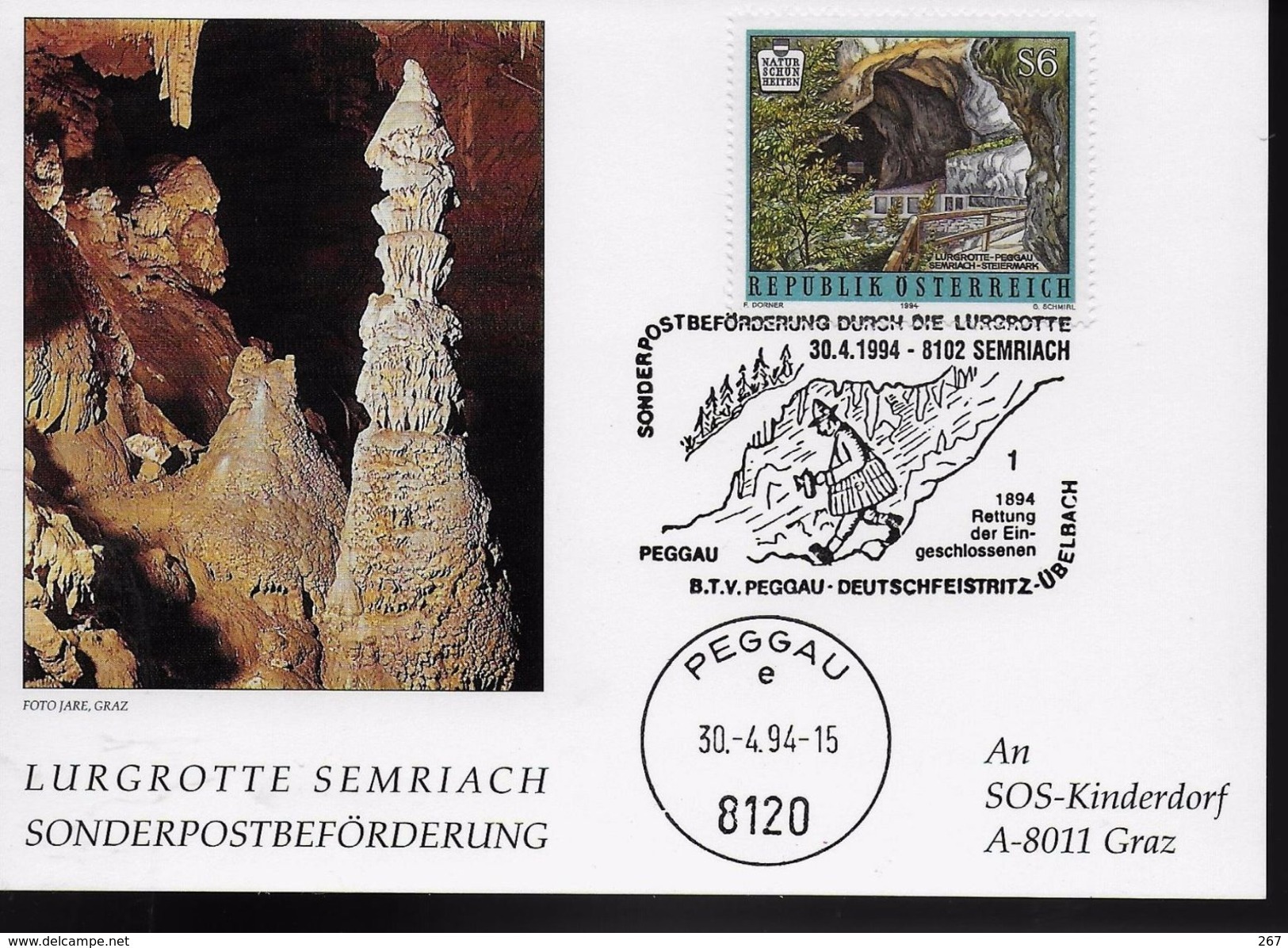 AUTRICHE  Carte 1994 Peggau Grotte - Archaeology