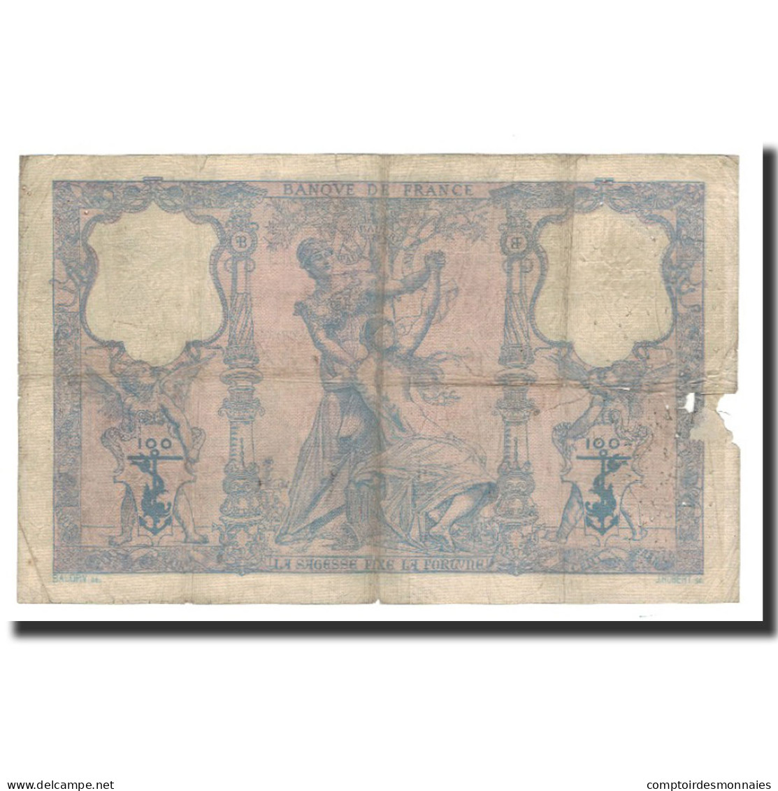 Billet, France, 100 Francs, 1908-09-11, B+, Fayette:21.23, KM:65e - 100 F 1888-1909 ''Bleu Et Rose''