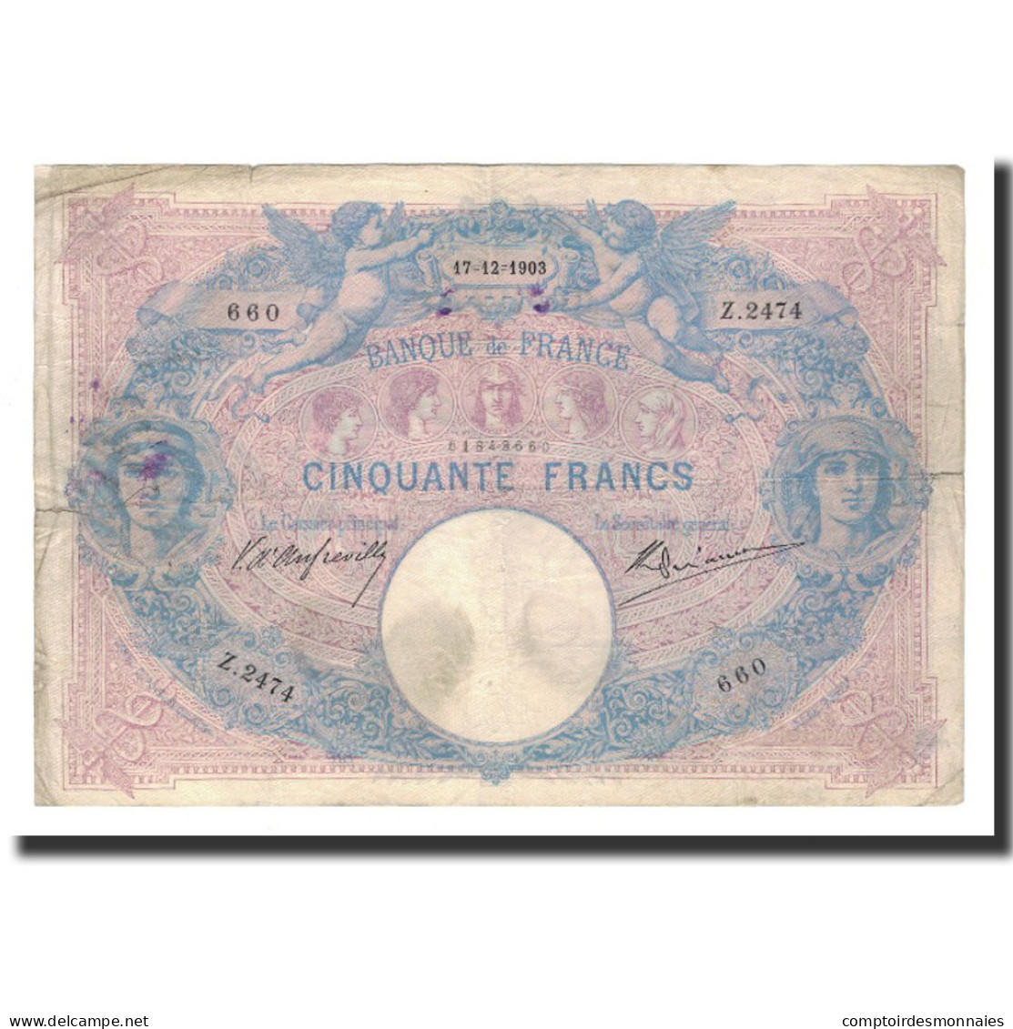 Billet, France, 50 Francs, 1903-12-17, TB, Fayette:14.15, KM:64c - 50 F 1889-1927 ''Bleu Et Rose''