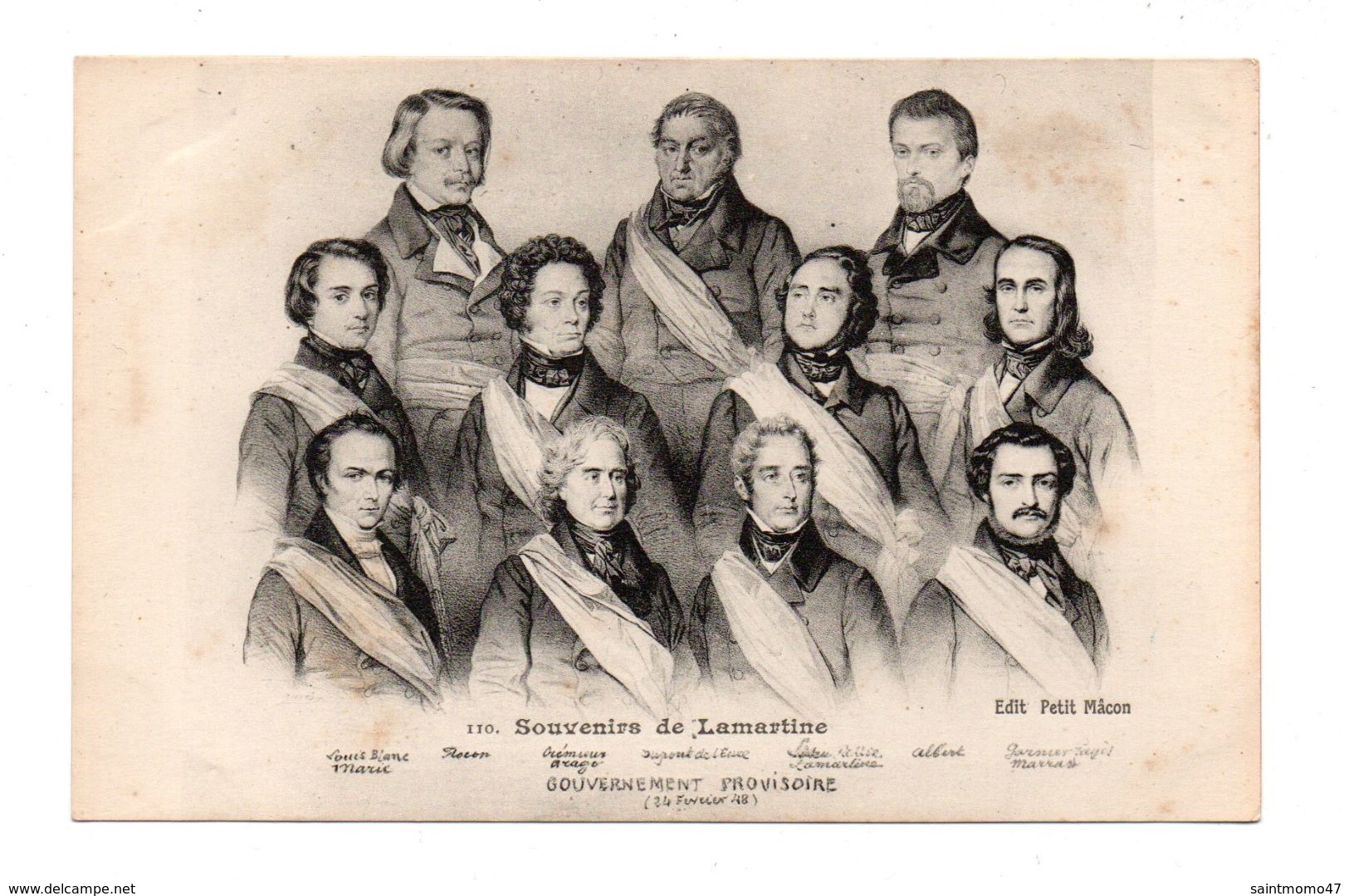 POLITIQUE . SOUVENIRS DE LAMARTINE . GOUVERNEMENT PROVISOIRE 1848 - Réf. N°6922 - - Personaggi