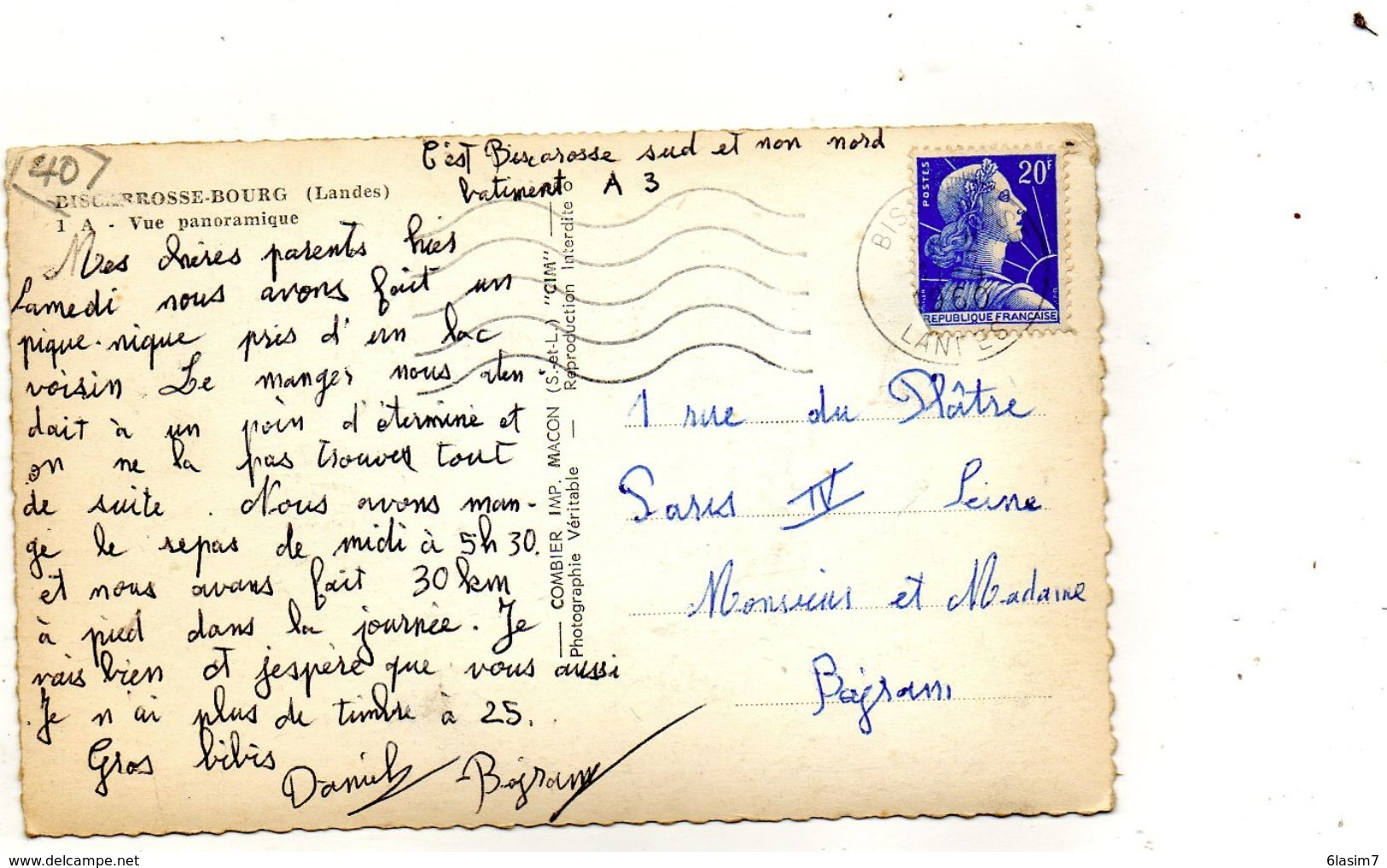 CPSM Dentellée - BISCAROSSE-BOURG (40) - Vue Aérienne Du Bourg En 1960 - Biscarrosse