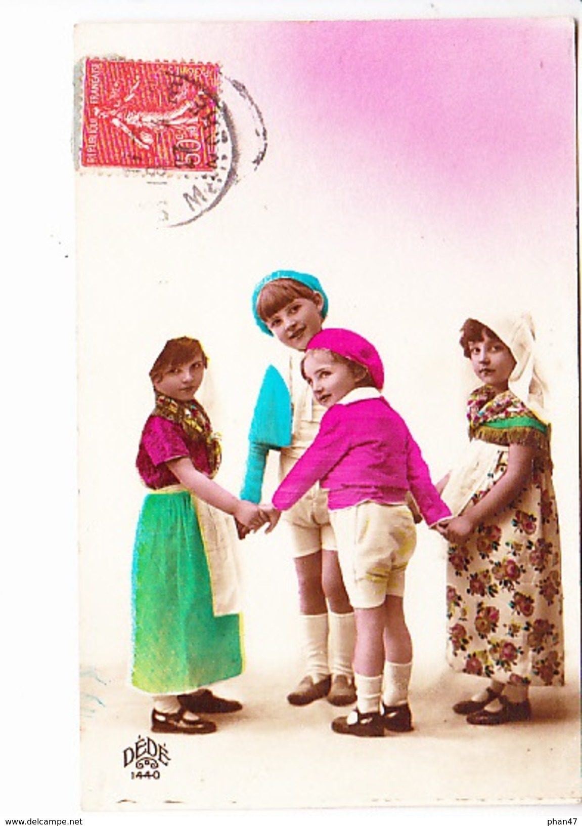 GROUPE D'ENFANTS FAISANT LA RONDE, Danse, Costumes, Béret, Tablier, Ed. Dédé 1927 - Scènes & Paysages