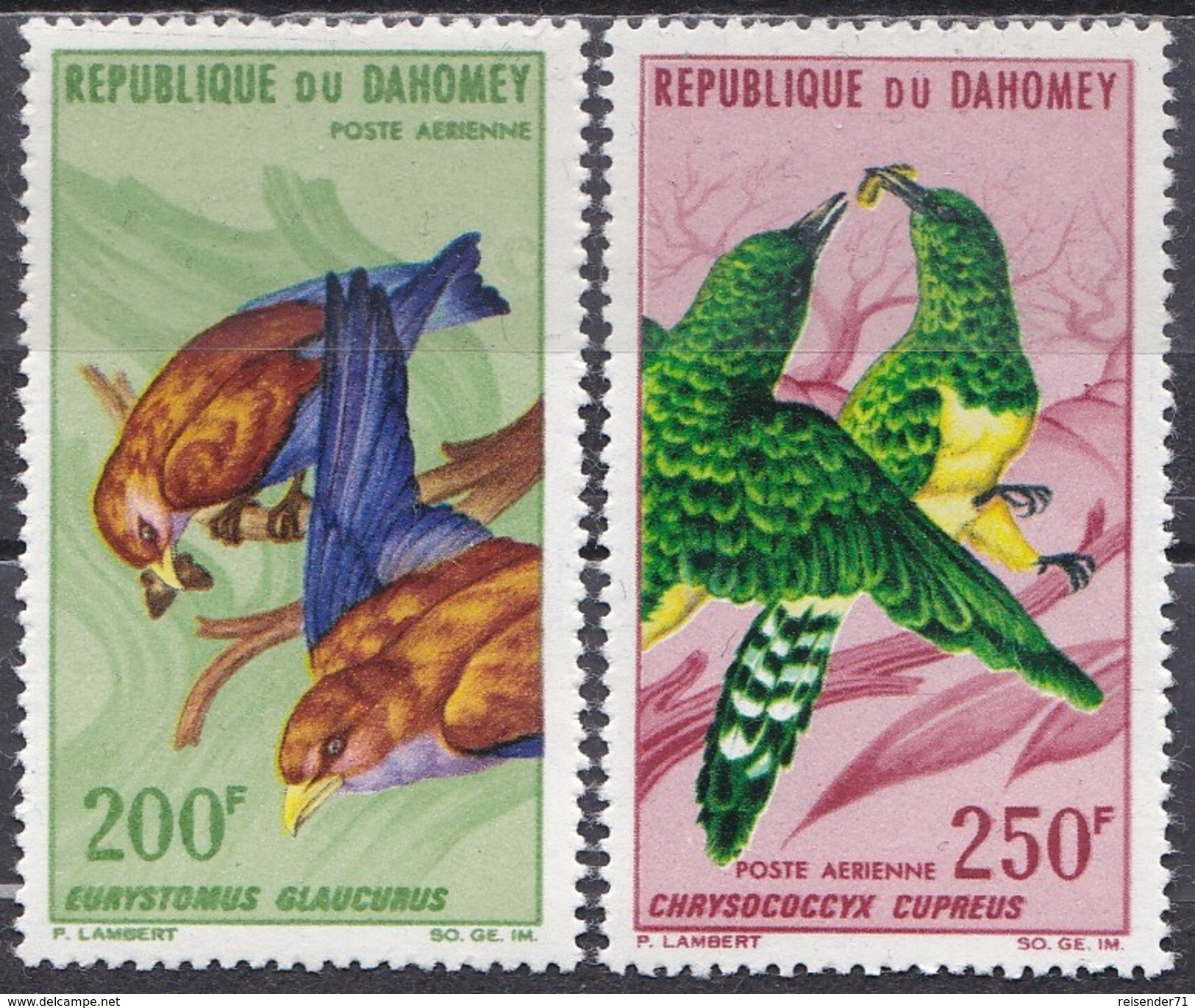 Dahomey Benin 1967 Tiere Fauna Animals Vögel Birds Kuckuck Cuckoo Natur, Mi. 296-7 ** - Benin – Dahomey (1960-...)