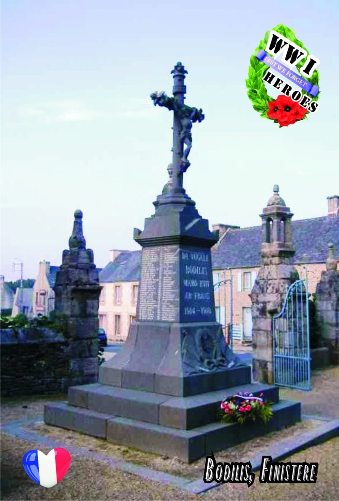 Carte Postale, Militaria, Monuments, World War I Monuments, France (Finistère), Bodilis - Monuments Aux Morts
